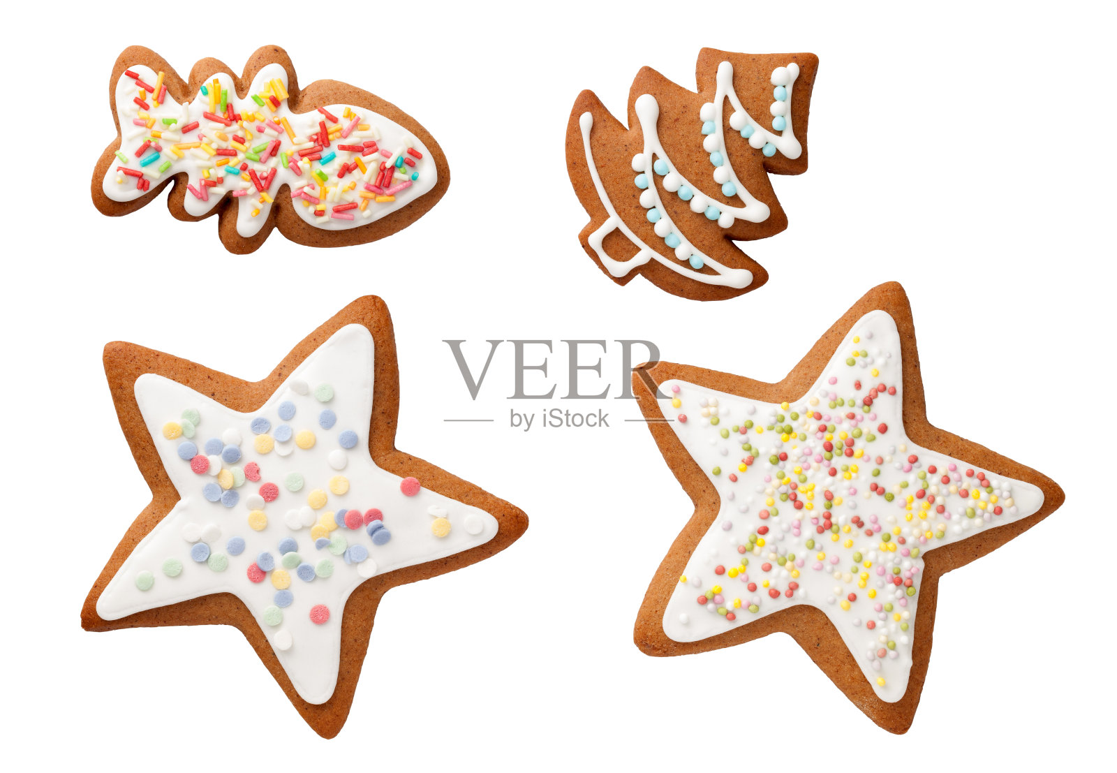 姜饼曲奇孤立在白色背景照片摄影图片