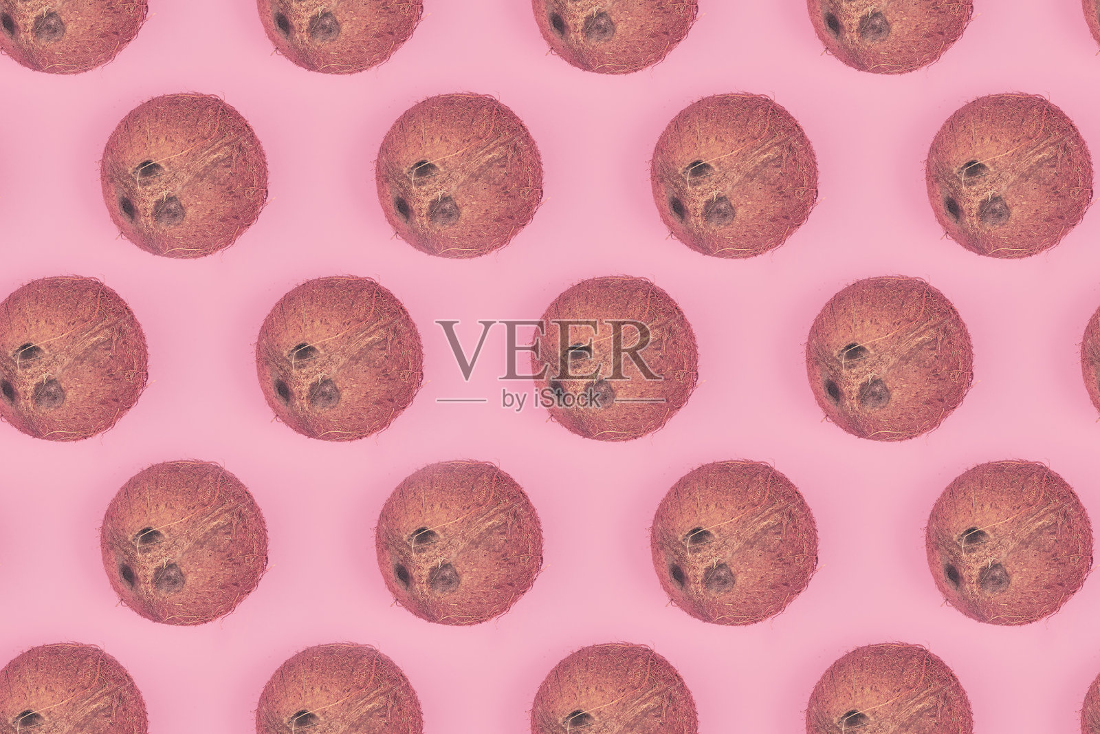 图案无缝椰子在一个粉红色的背景孤立，copyspace，布局照片摄影图片