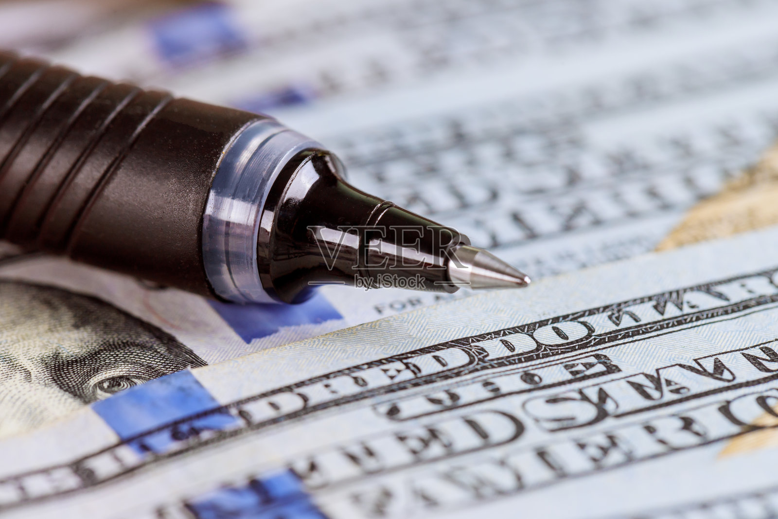 美钞，超级宏观，珠笔照片摄影图片