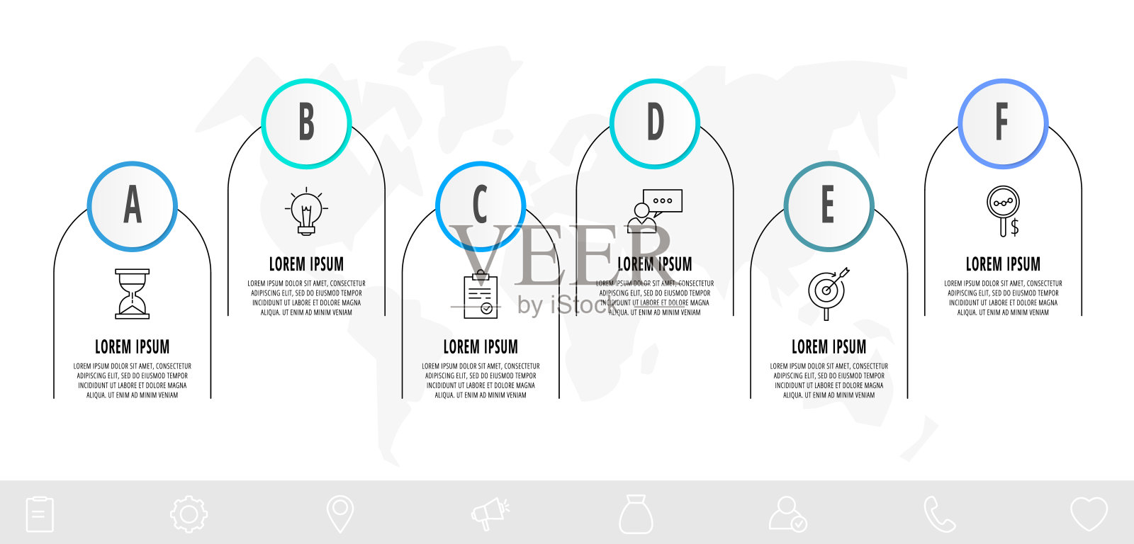 信息图有六个步骤，部分，图标插画图片素材