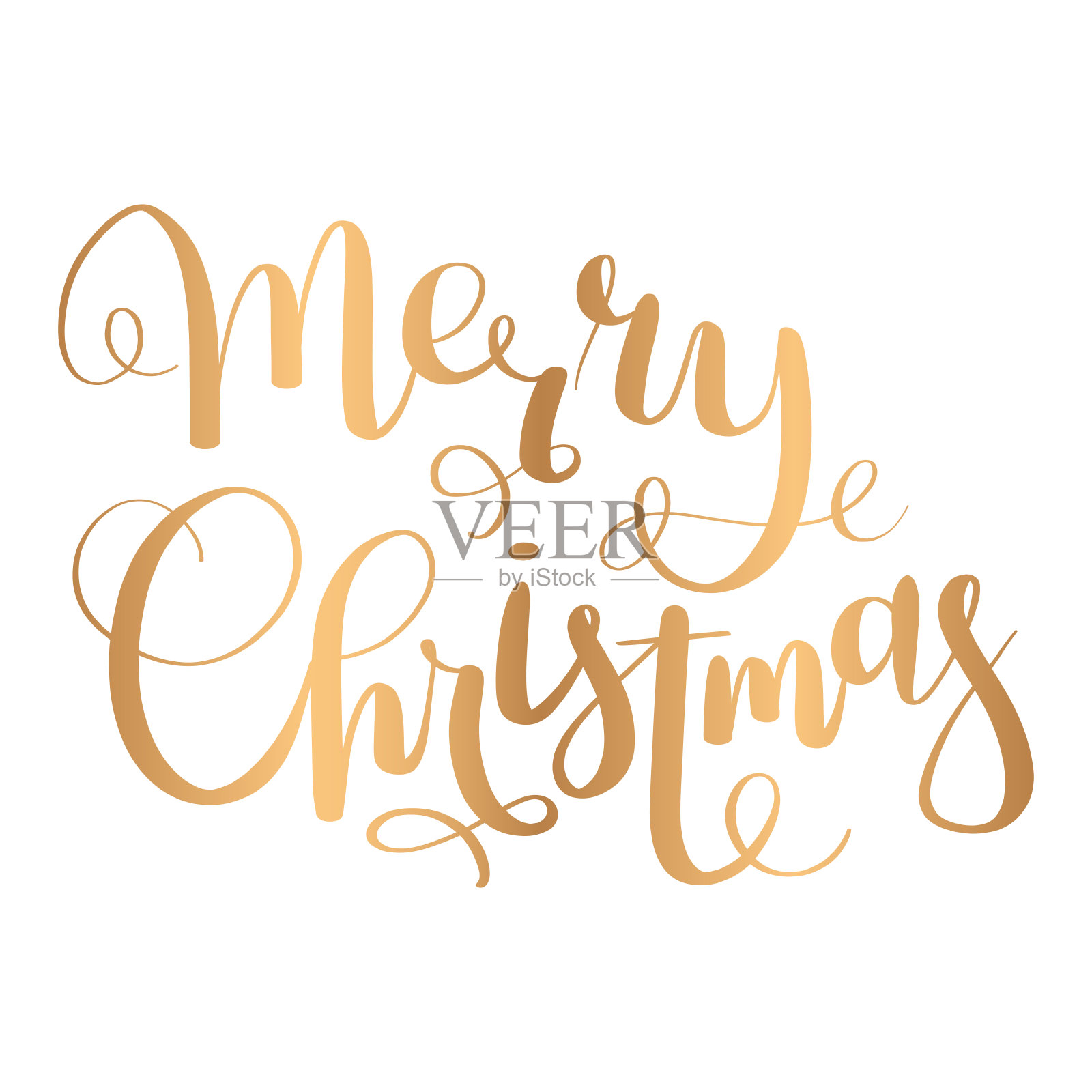 金色的圣诞快乐字母。手绘书法。插画图片素材