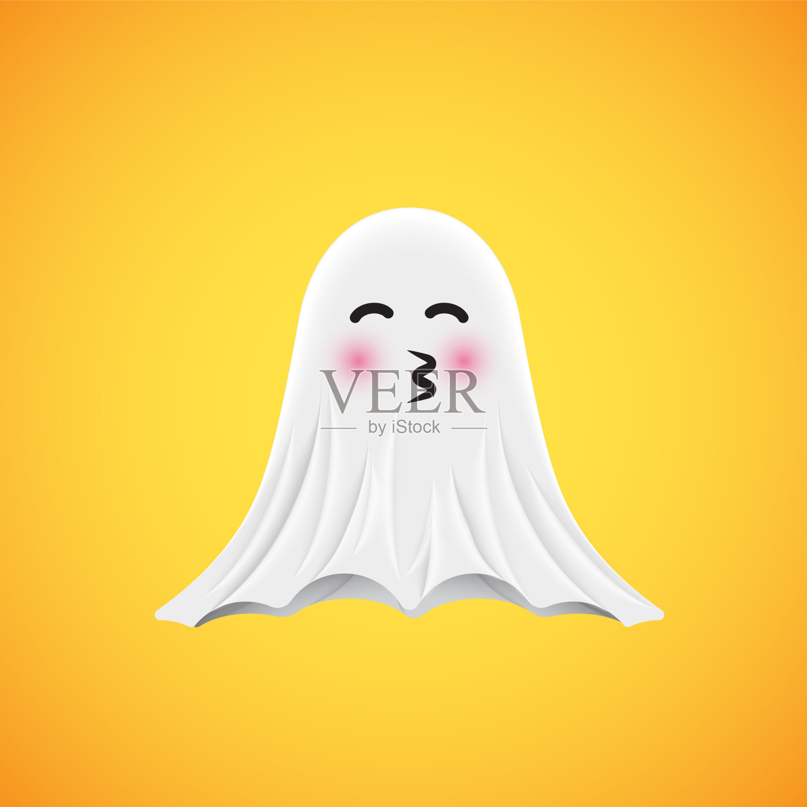 高细节可爱的幽灵表情，矢量插图插画图片素材