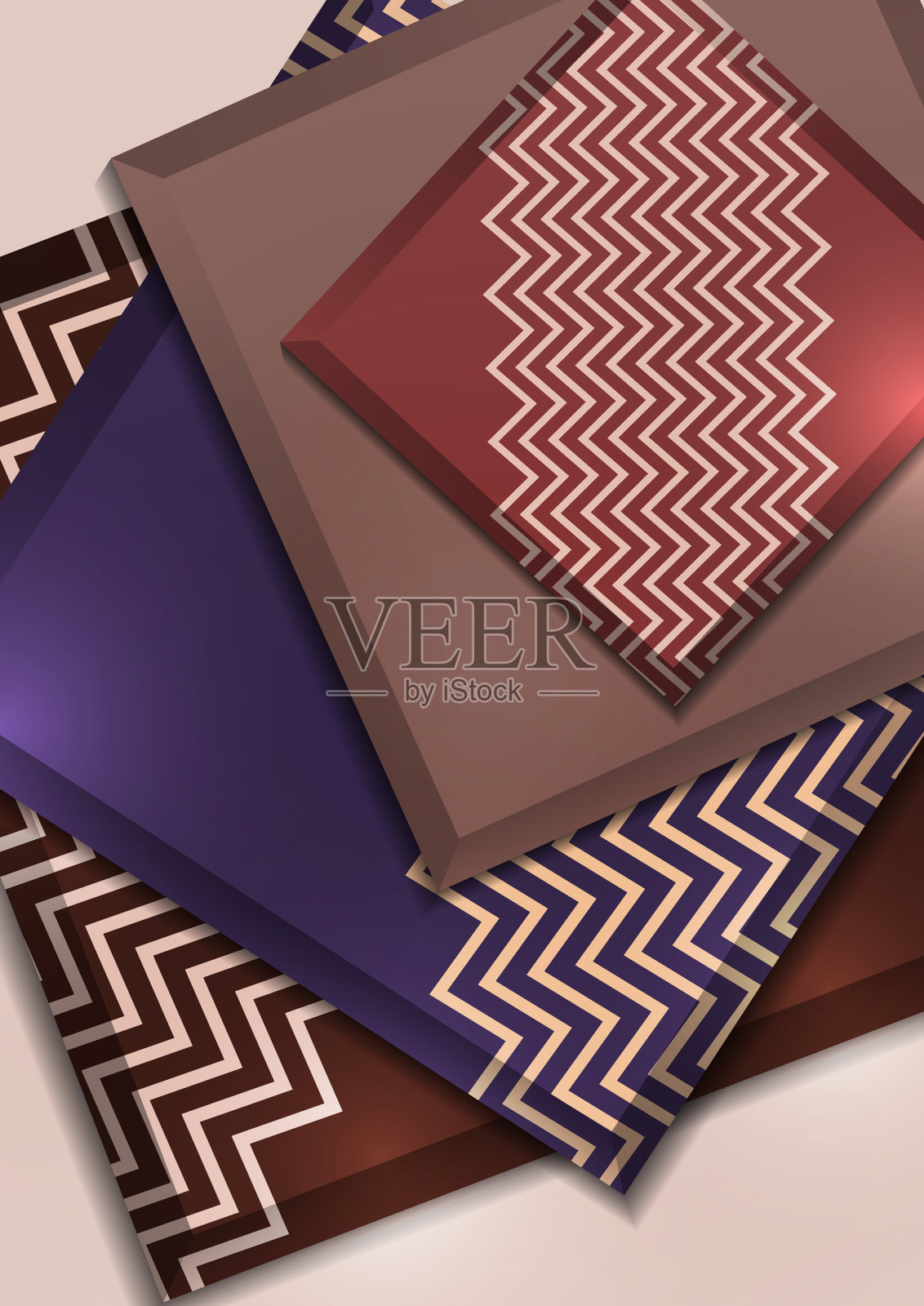 灯光背景上的彩色装饰3D方块。模板为您的设计。摘要向量插画图片素材