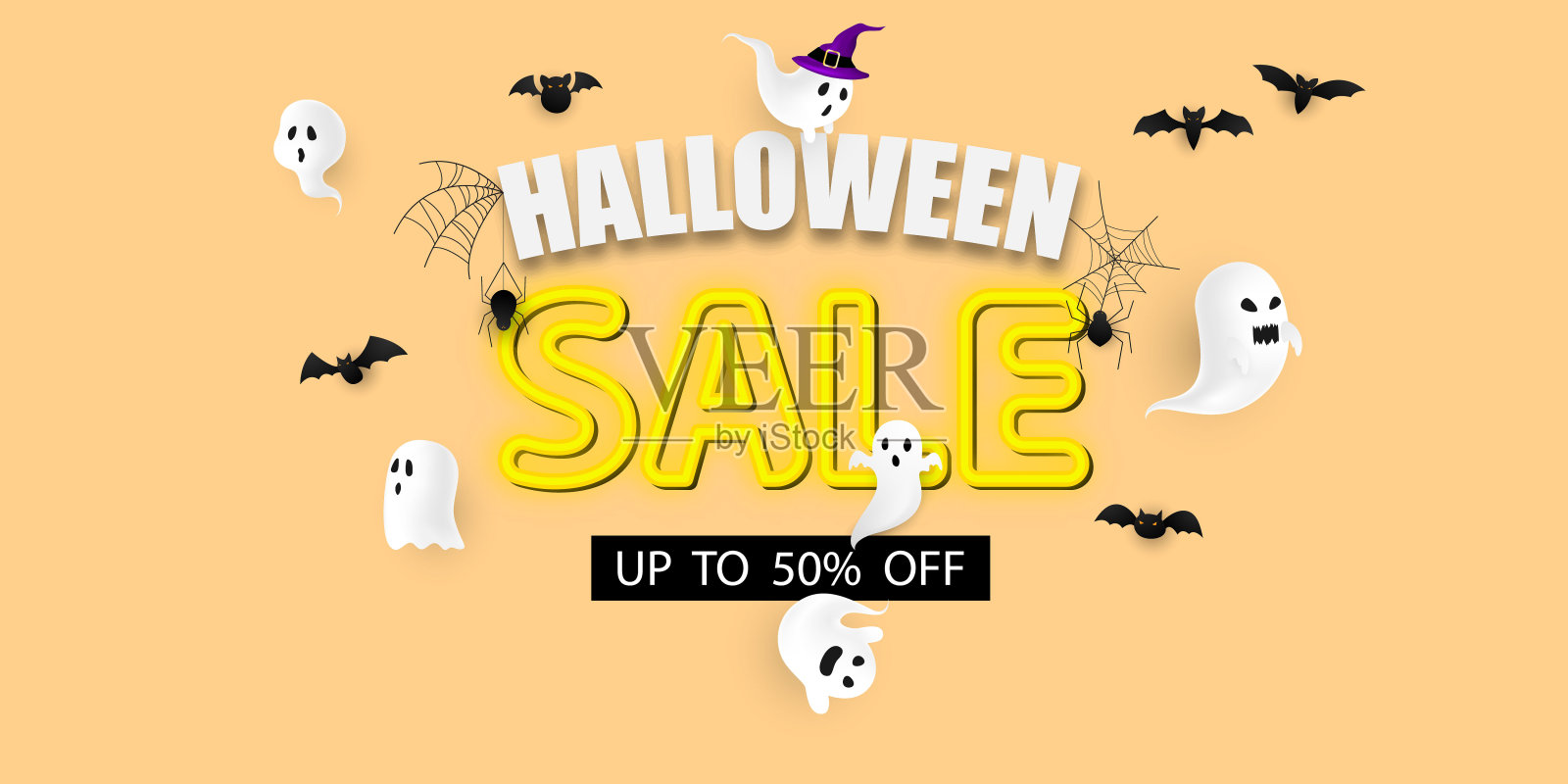 万圣节销售嘉年华背景、概念设计派对、设计模板素材