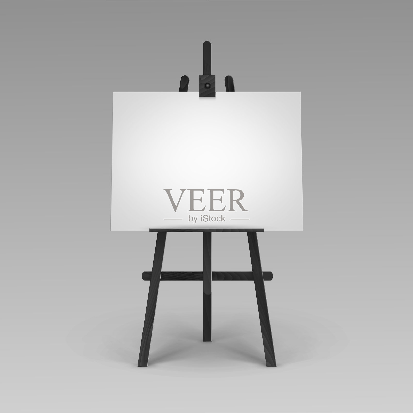 矢量木黑色画架与模拟空空白水平画布孤立的背景设计元素图片
