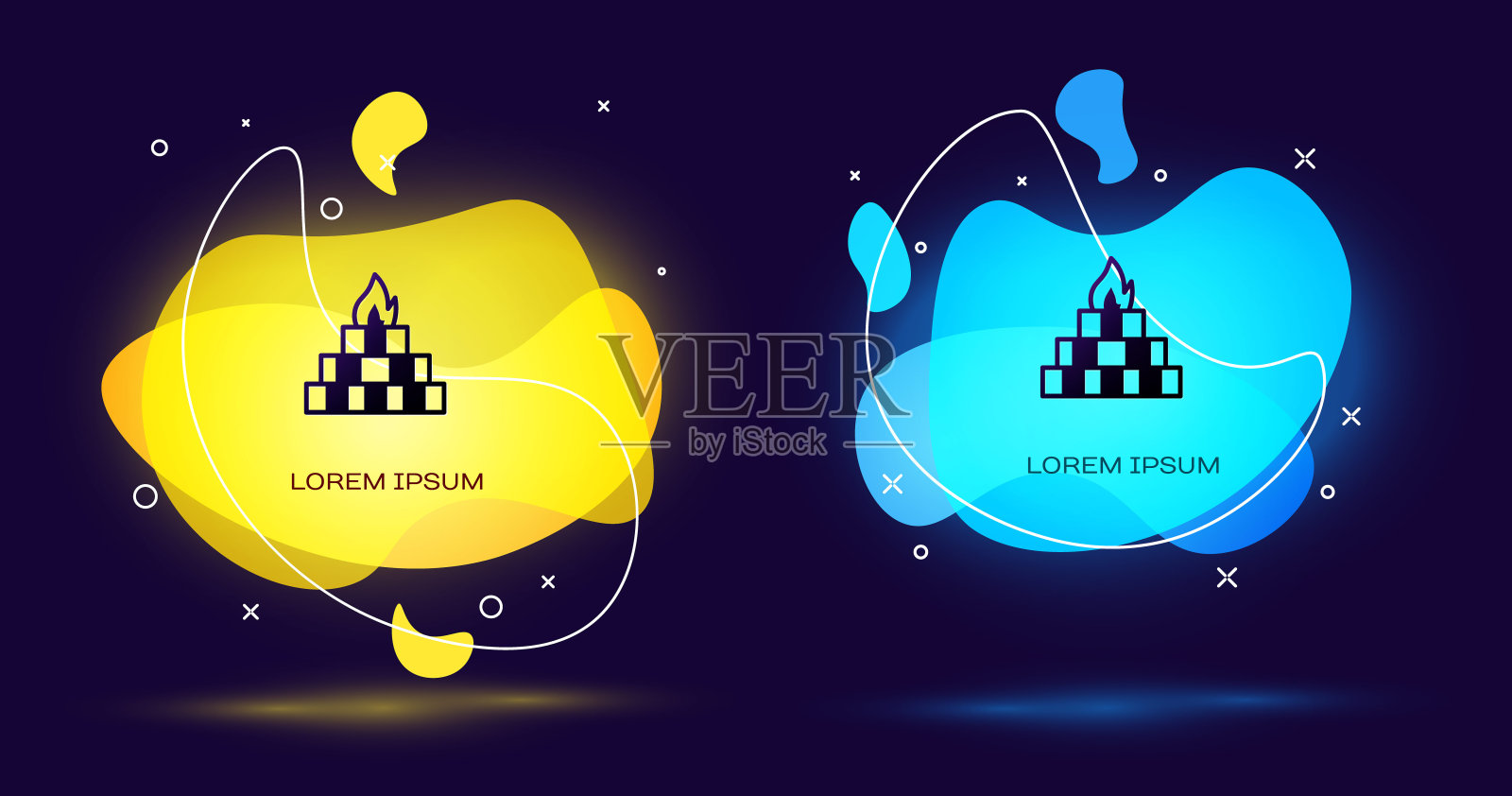 黑色Yagna图标隔离在黑色背景上。带有液体形状的抽象横幅。向量设计模板素材