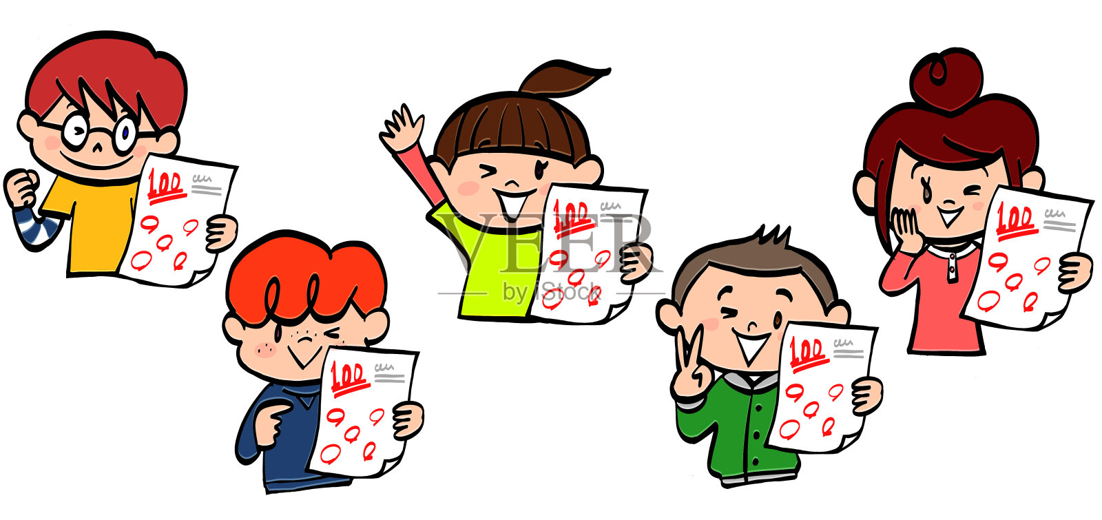 快乐的学生们插画图片素材