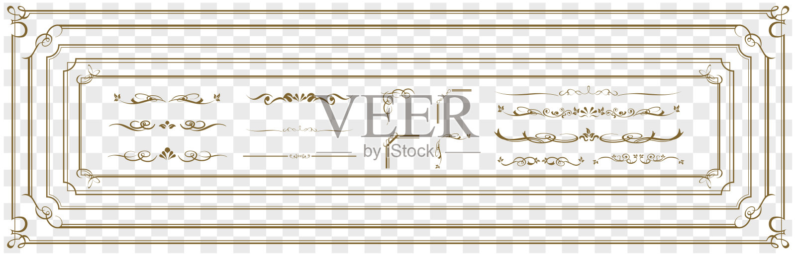 装饰金框架集向量设计元素图片