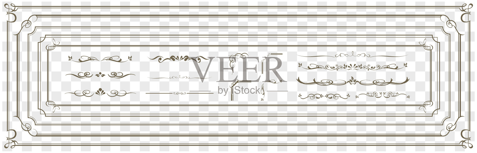 装饰金框架集向量设计元素图片