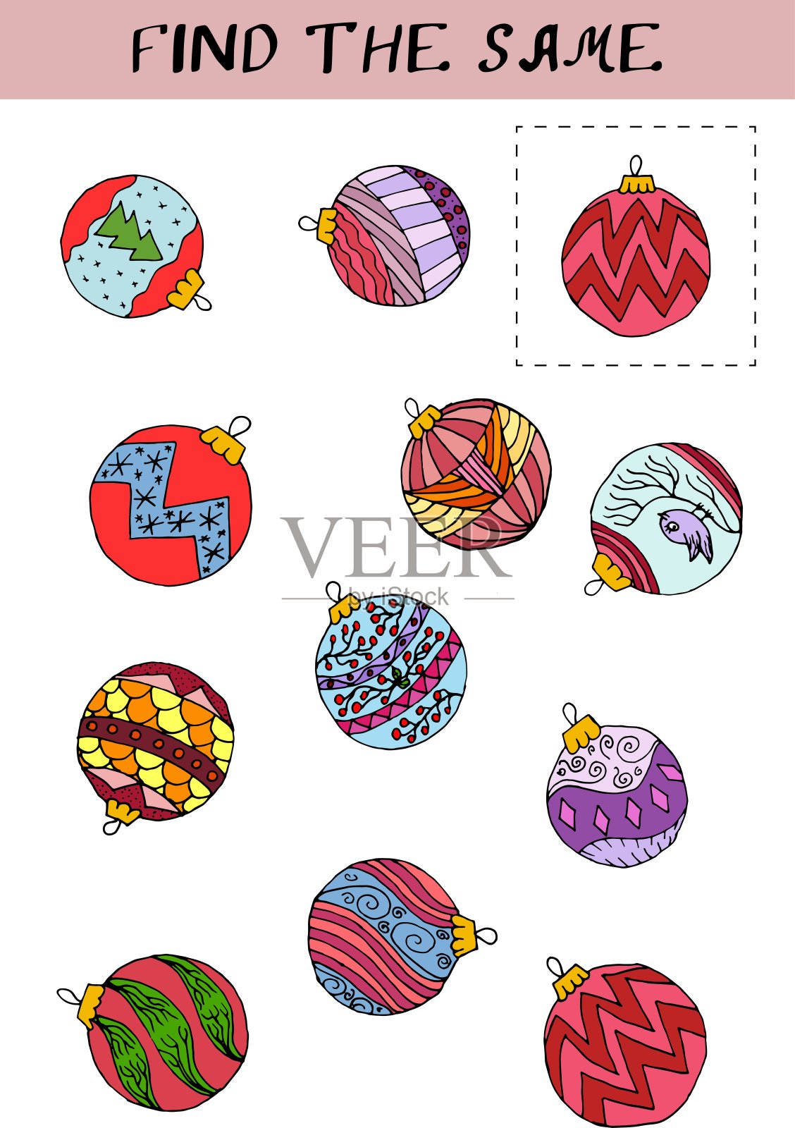 圣诞主题幼儿益智游戏插画图片素材