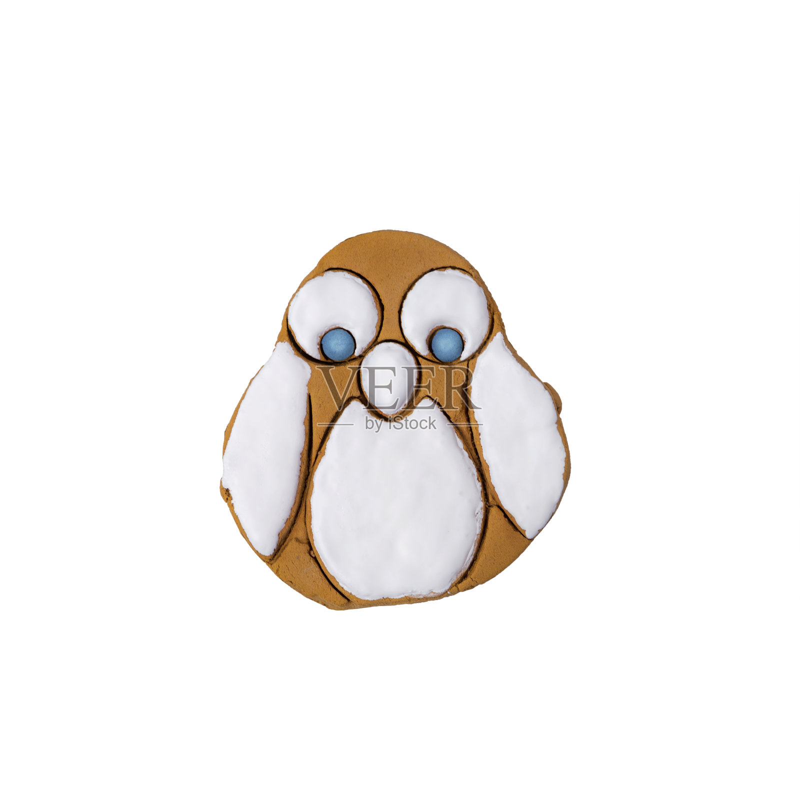 圣诞猫头鹰姜饼曲奇孤立在白色的背景照片摄影图片