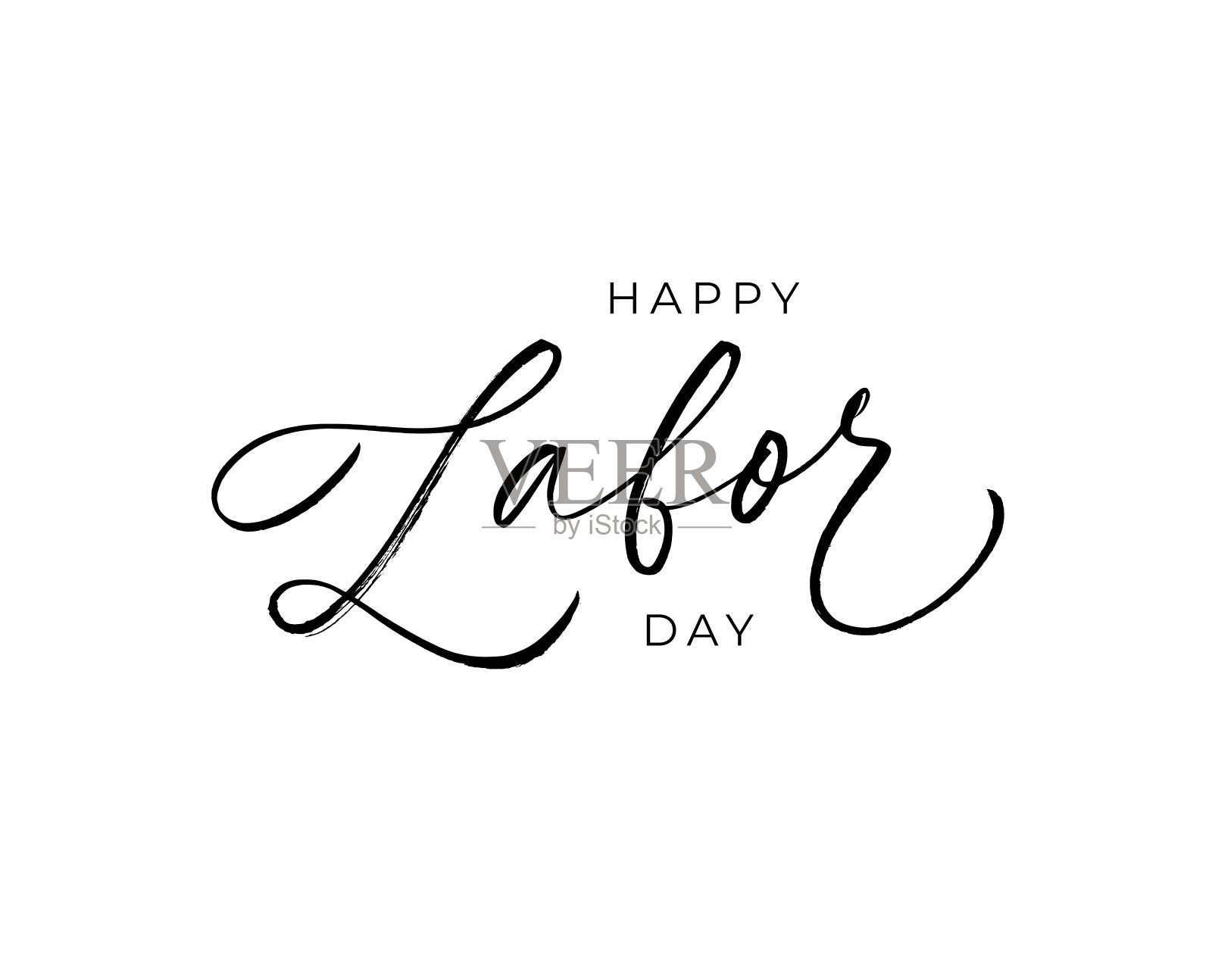 劳动节快乐，笔墨笔墨书法。美国全国性的节日短语。插画图片素材