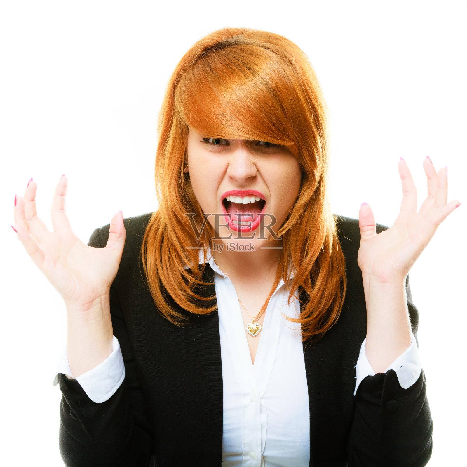 愤怒愤怒的女人尖叫着照片摄影图片