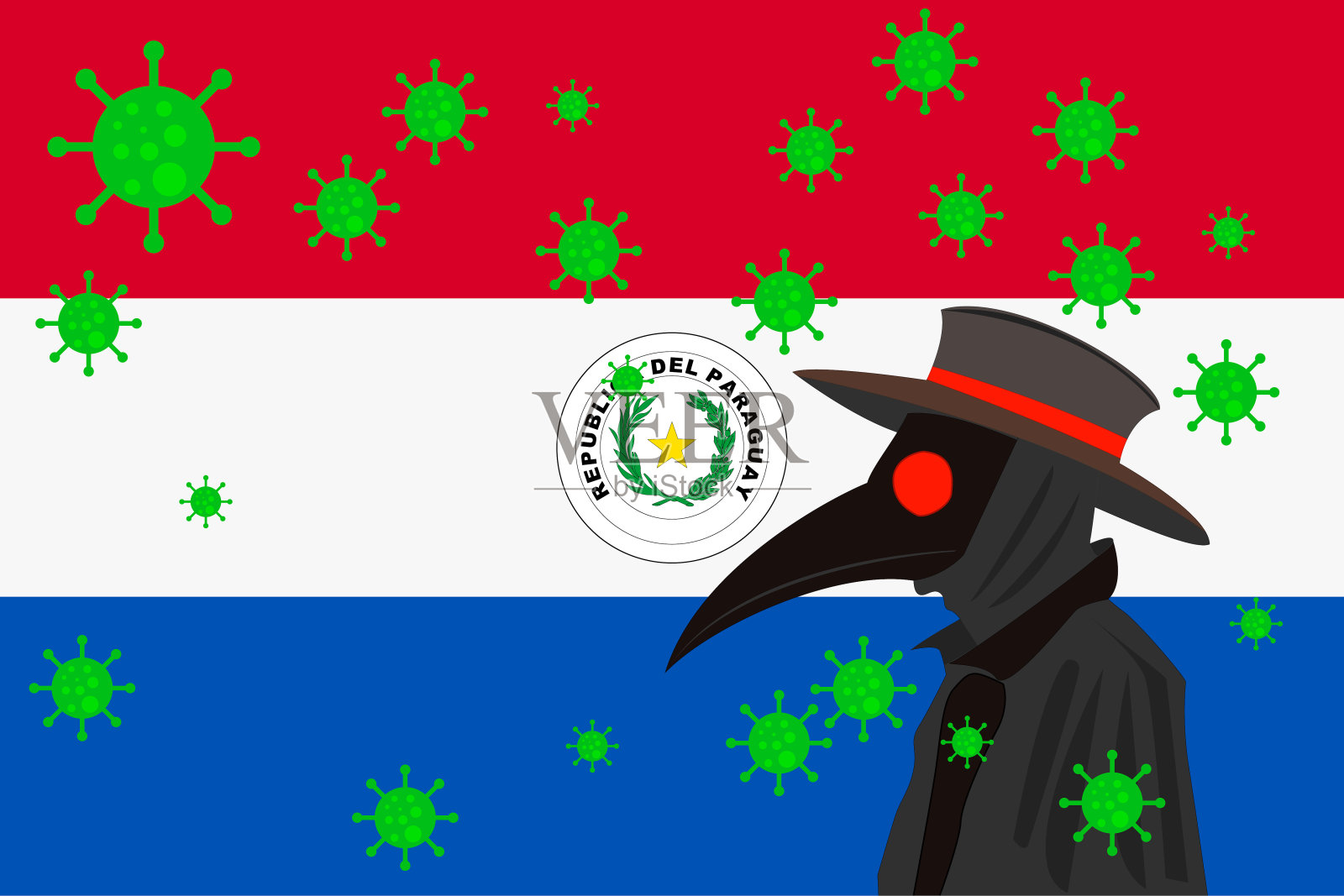 佩斯特博士旗帜巴拉圭插画图片素材