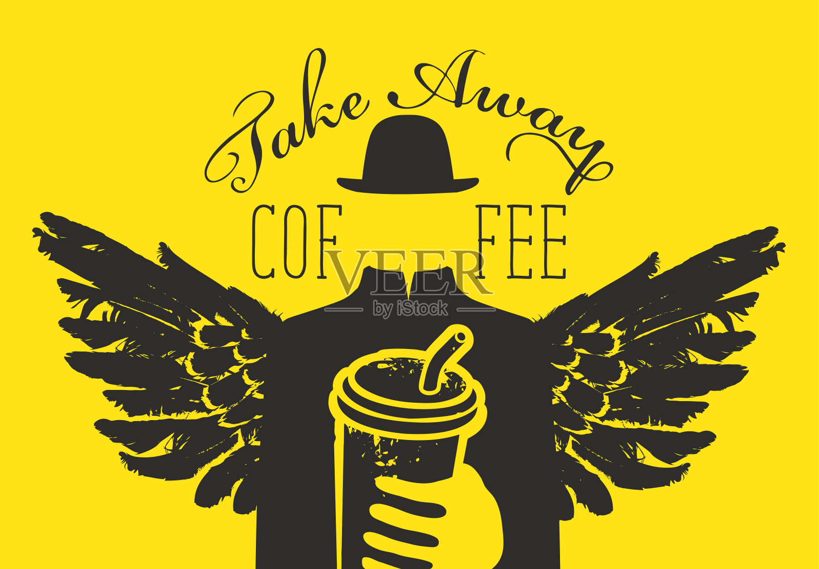 外卖咖啡的创意横幅插画图片素材