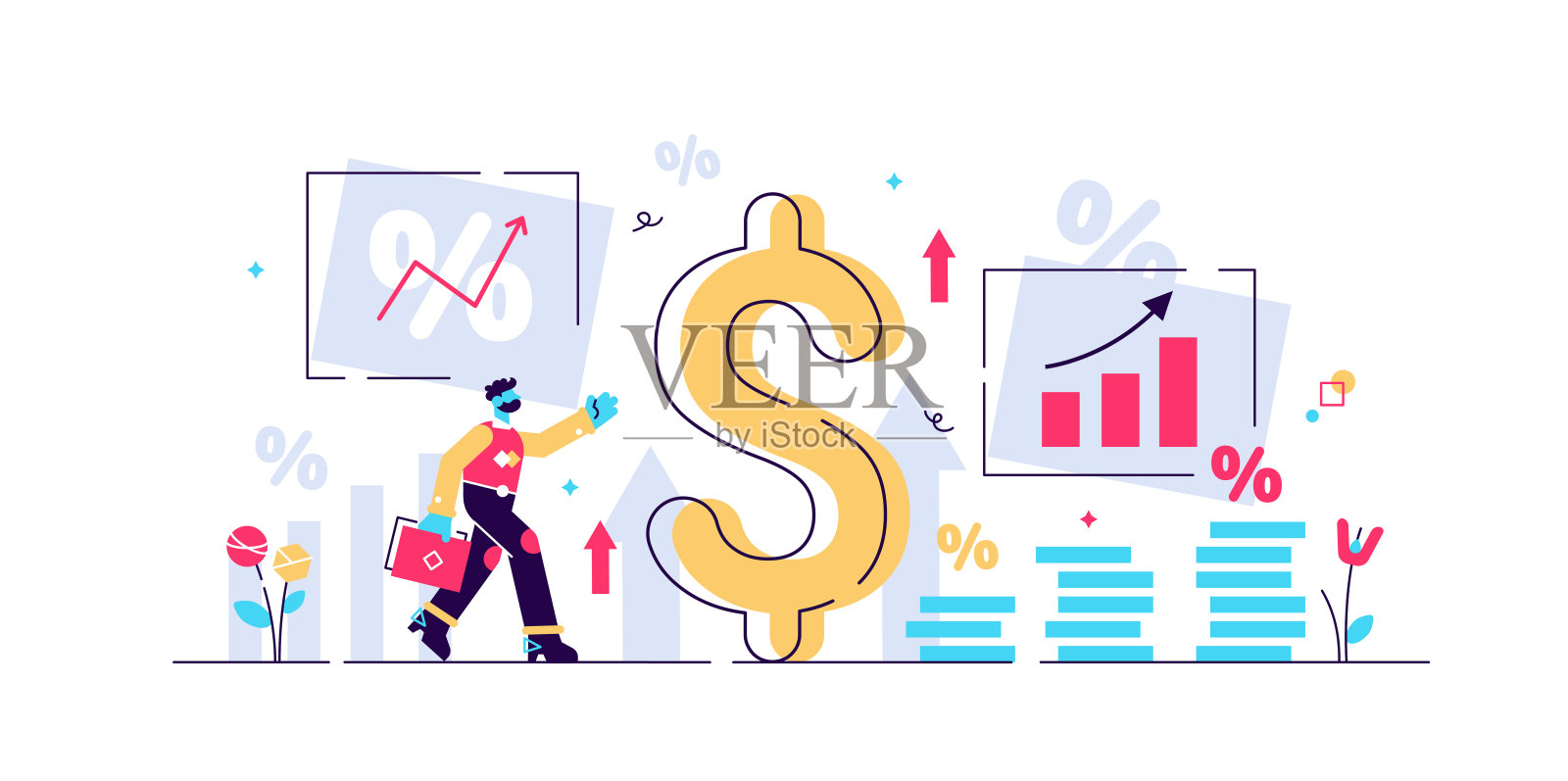 通货膨胀的矢量插图。平的小插画图片素材