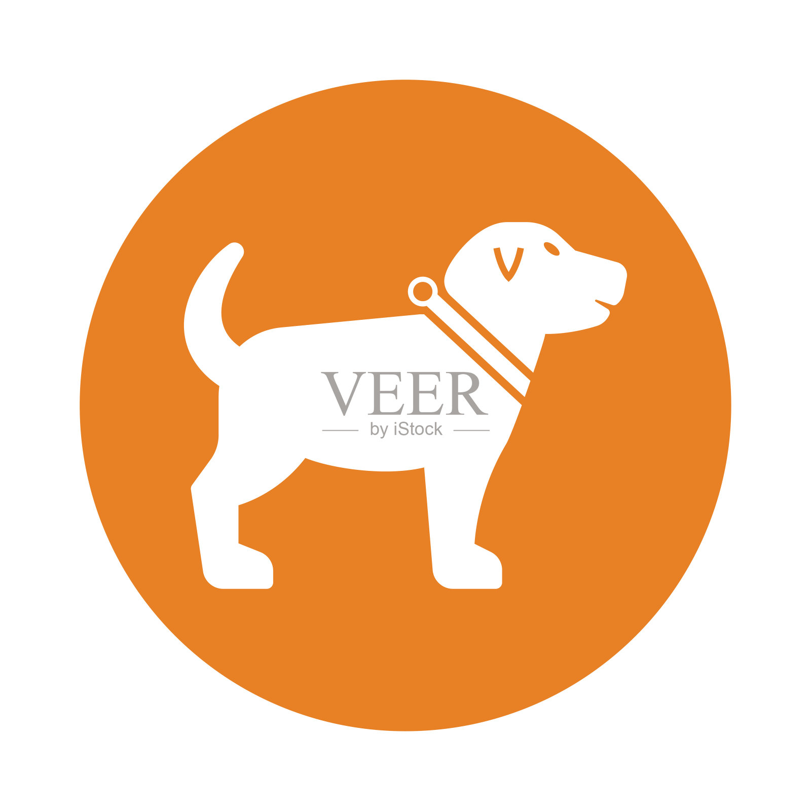 动物，宠物，狗的图标。圆形橙色矢量图标设计孤立在白色背景上设计元素图片