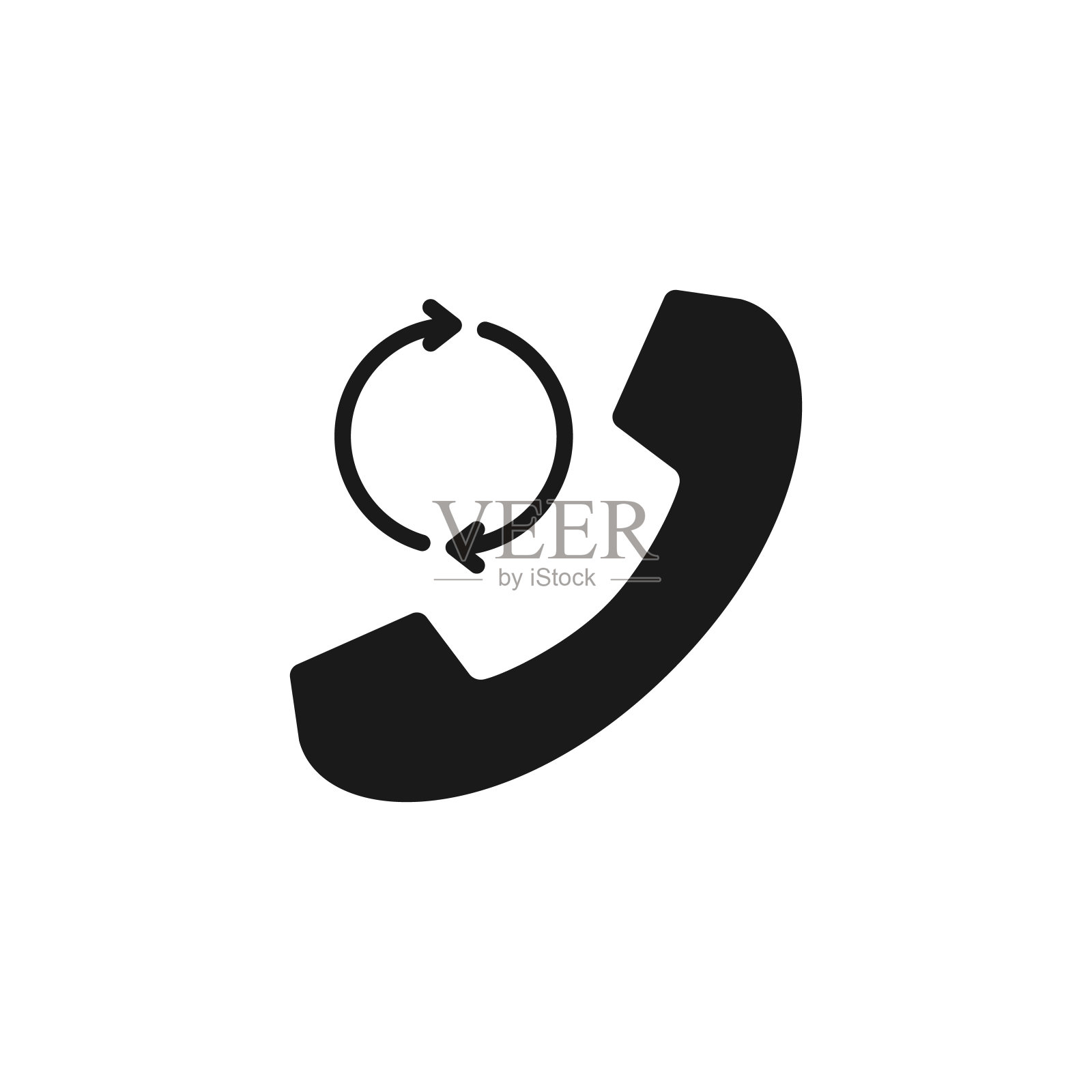 呼叫，手机，召回矢量图标。手机与自行车箭头移动概念和web应用程序插图。手机重新加载，刷新图标说明设计元素图片