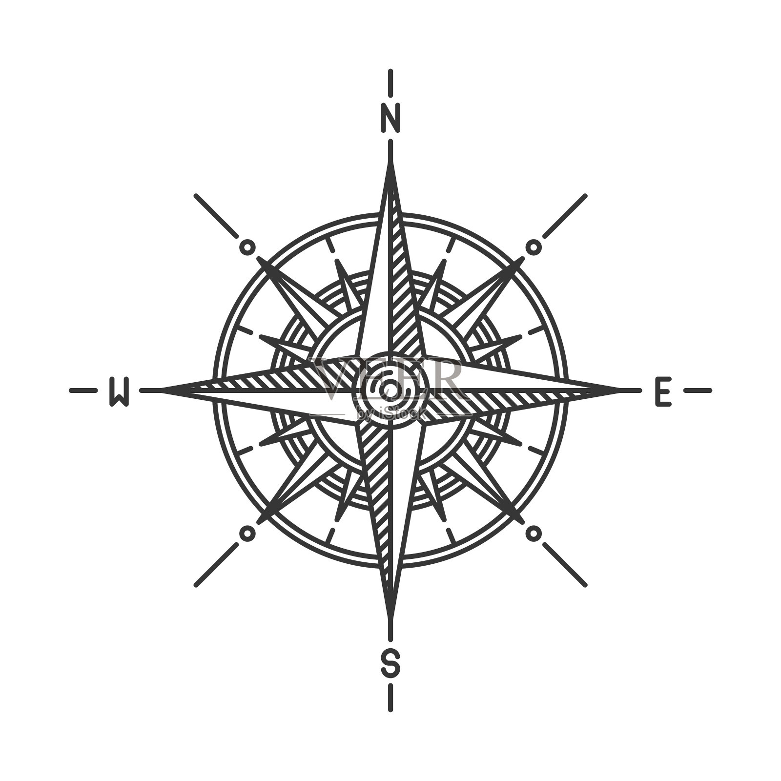 指南针风玫瑰标志在白色的背景。向量设计元素图片