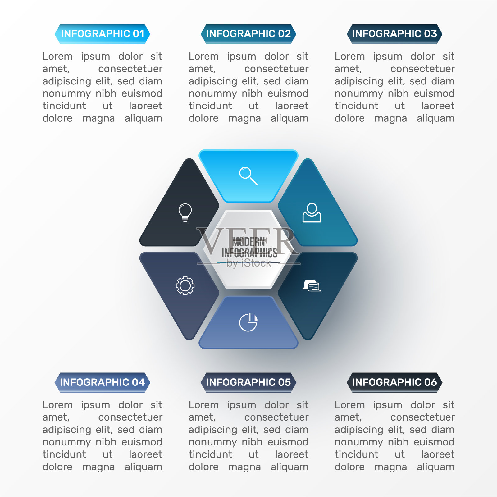 矢量3D信息图模板的展示。业务数据可视化。抽象的元素。信息图表的创意概念。设计模板素材