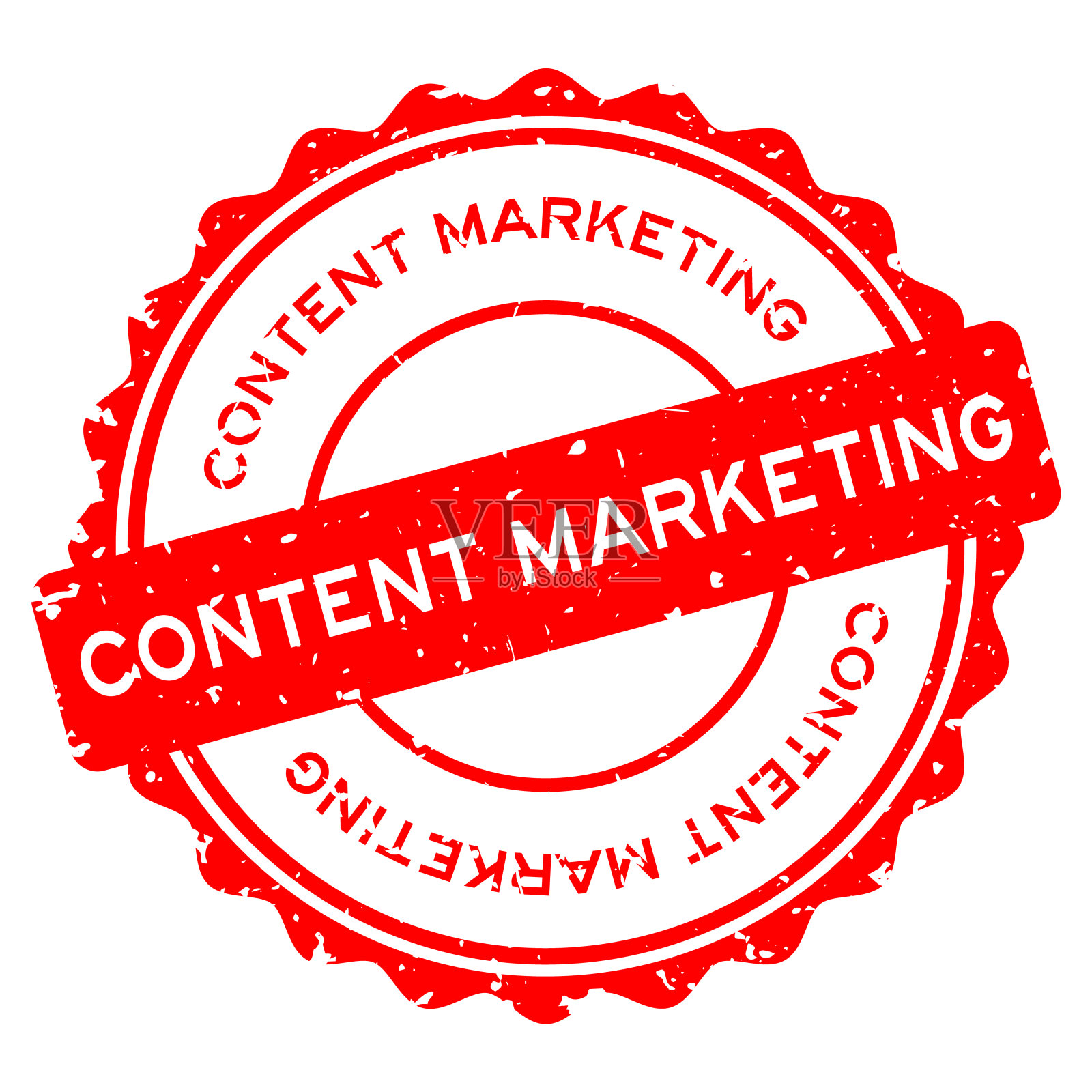 垃圾垃圾红色内容营销字圆形橡胶印章印章上的白色背景插画图片素材
