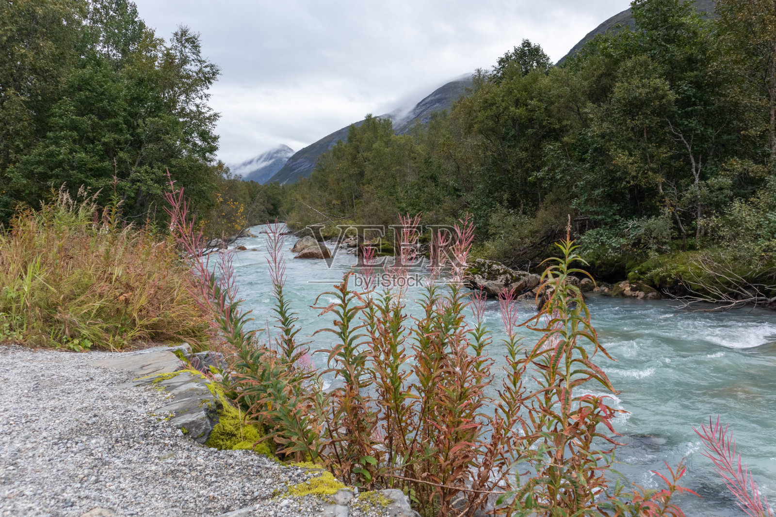 挪威秋季冰川河景观照片摄影图片