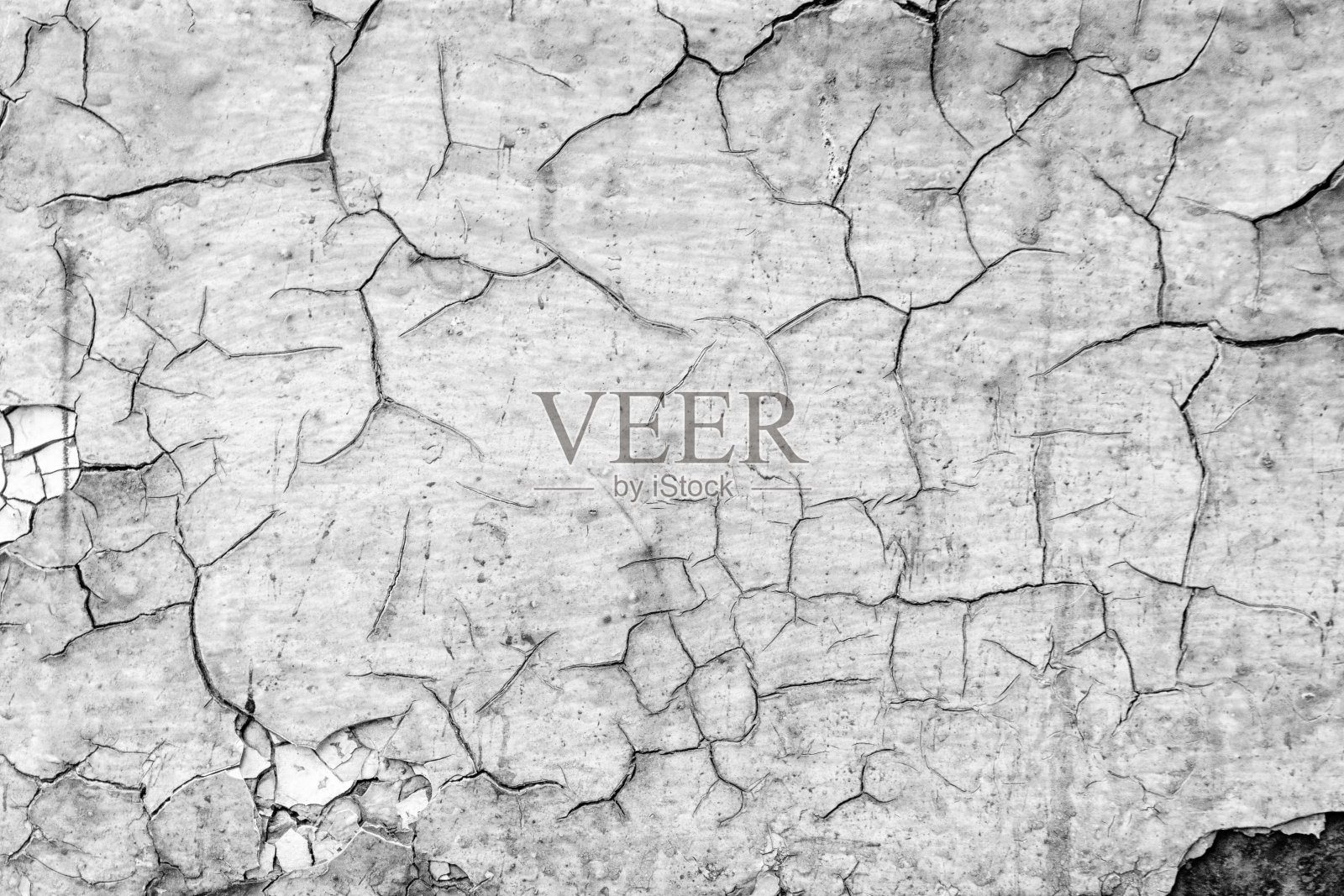 旧裂纹生锈油漆背景纹理特写黑白照片摄影图片