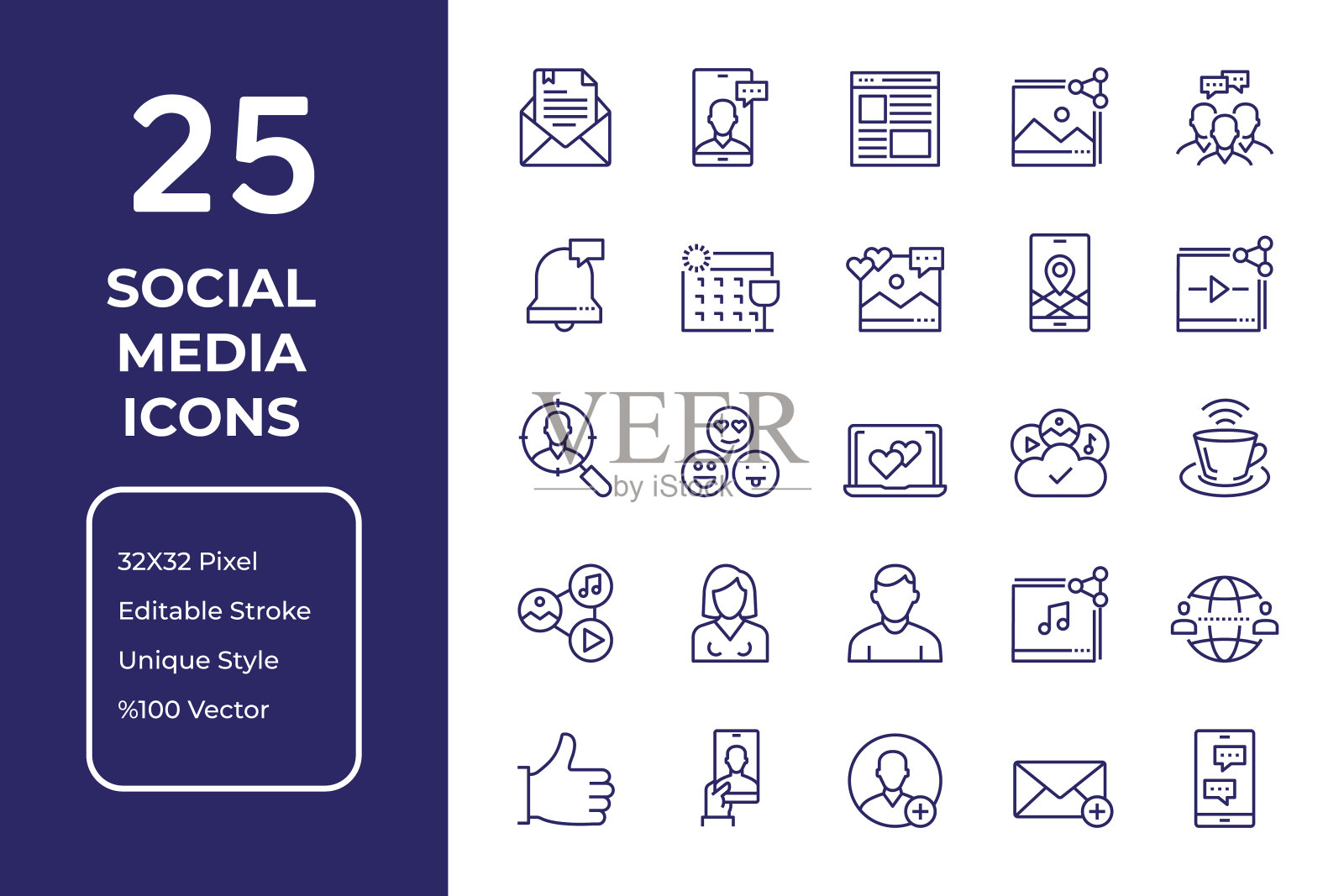 社交媒体线图标设计图标素材