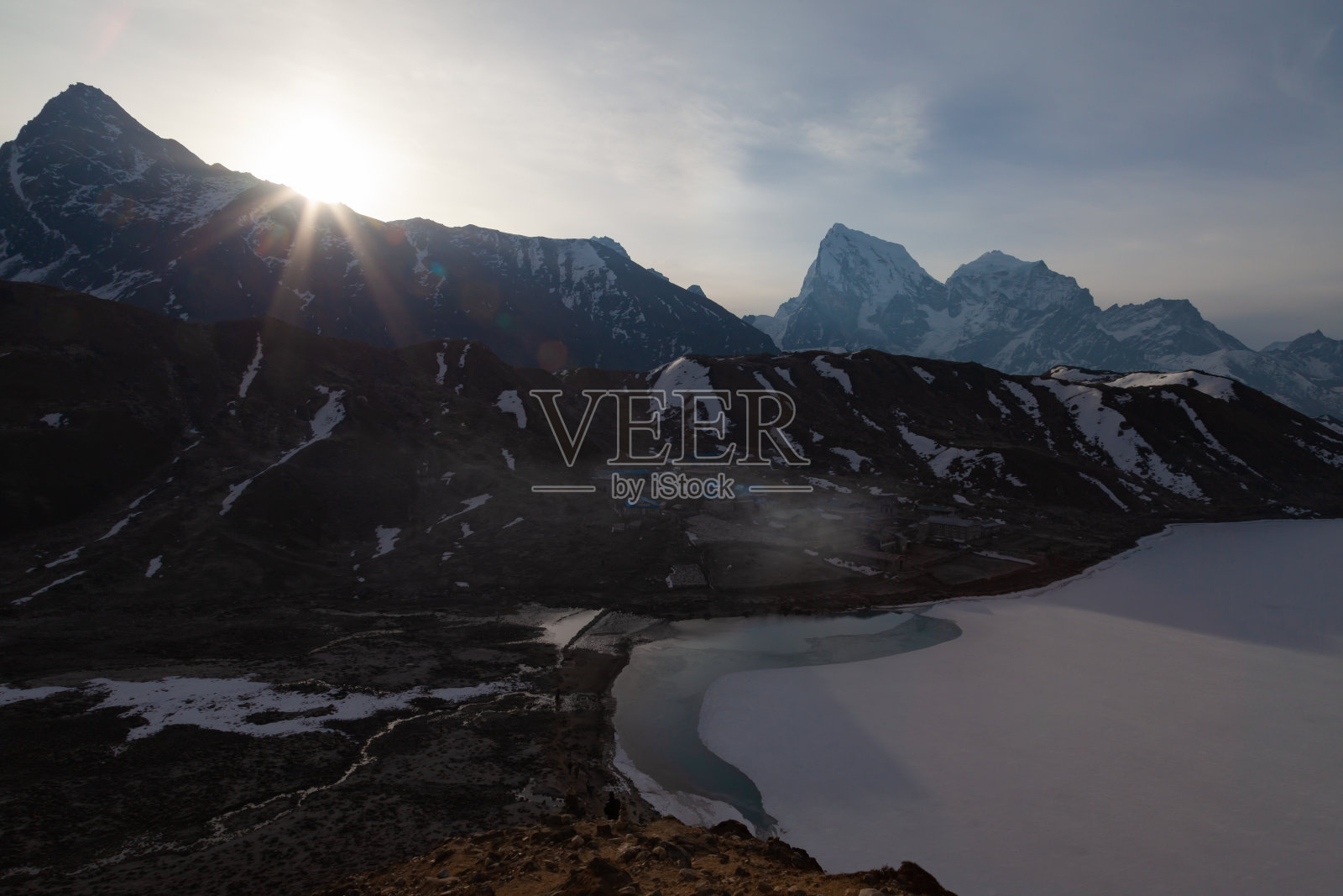 通往珠穆朗玛峰的小路沿途的风景照片摄影图片