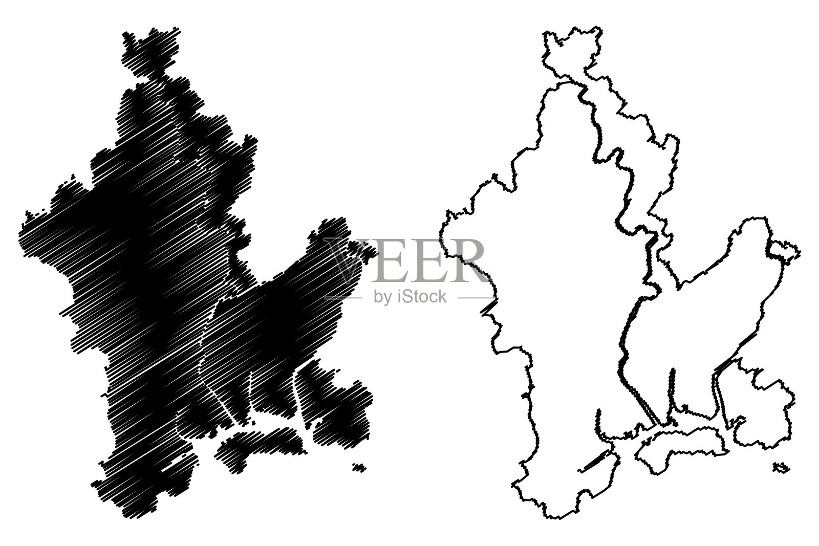 冈山市（日本，岛国，地区）地图矢量图，草图冈山市地图插画图片素材