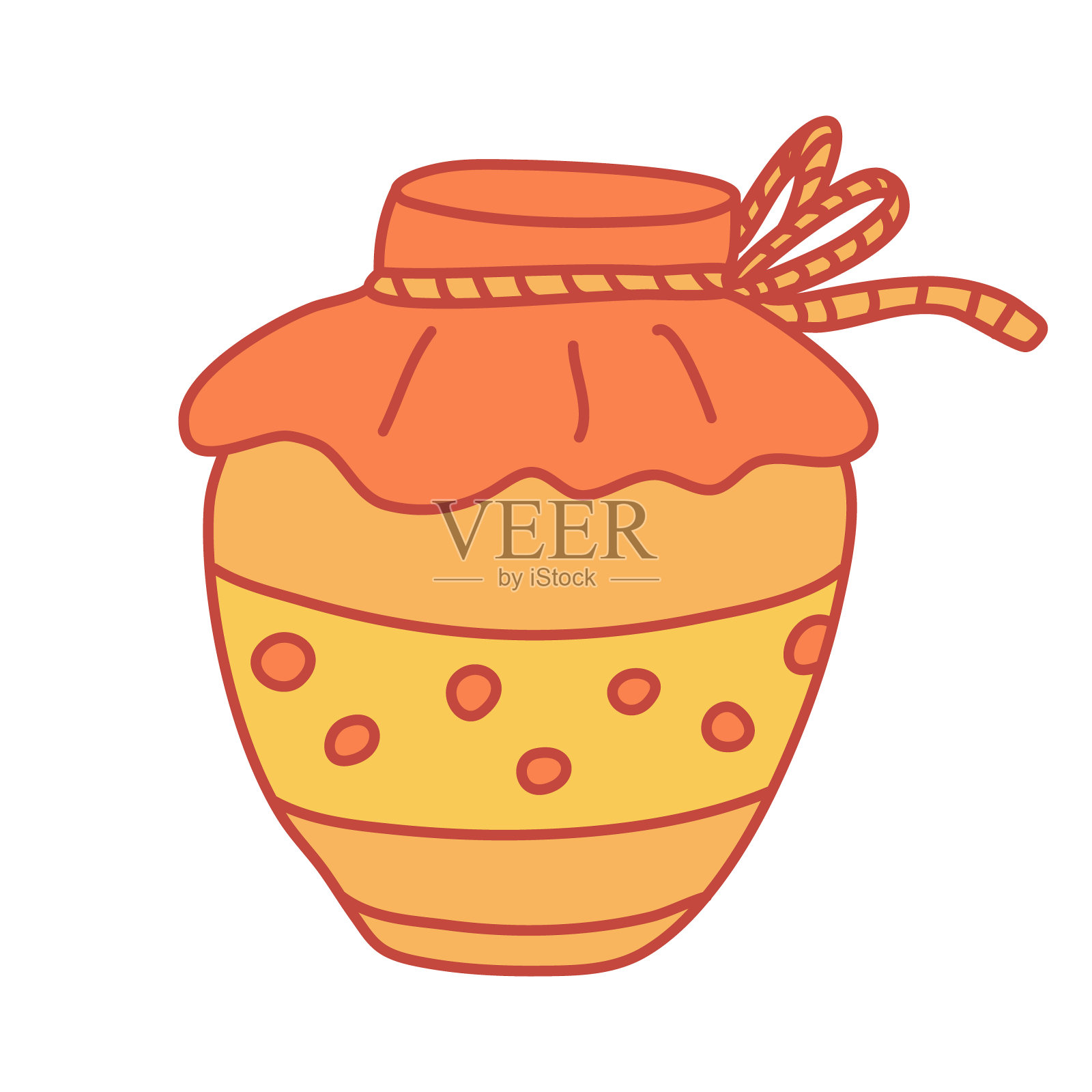 果酱或蜂蜜的平直风格与线条。插画图片素材