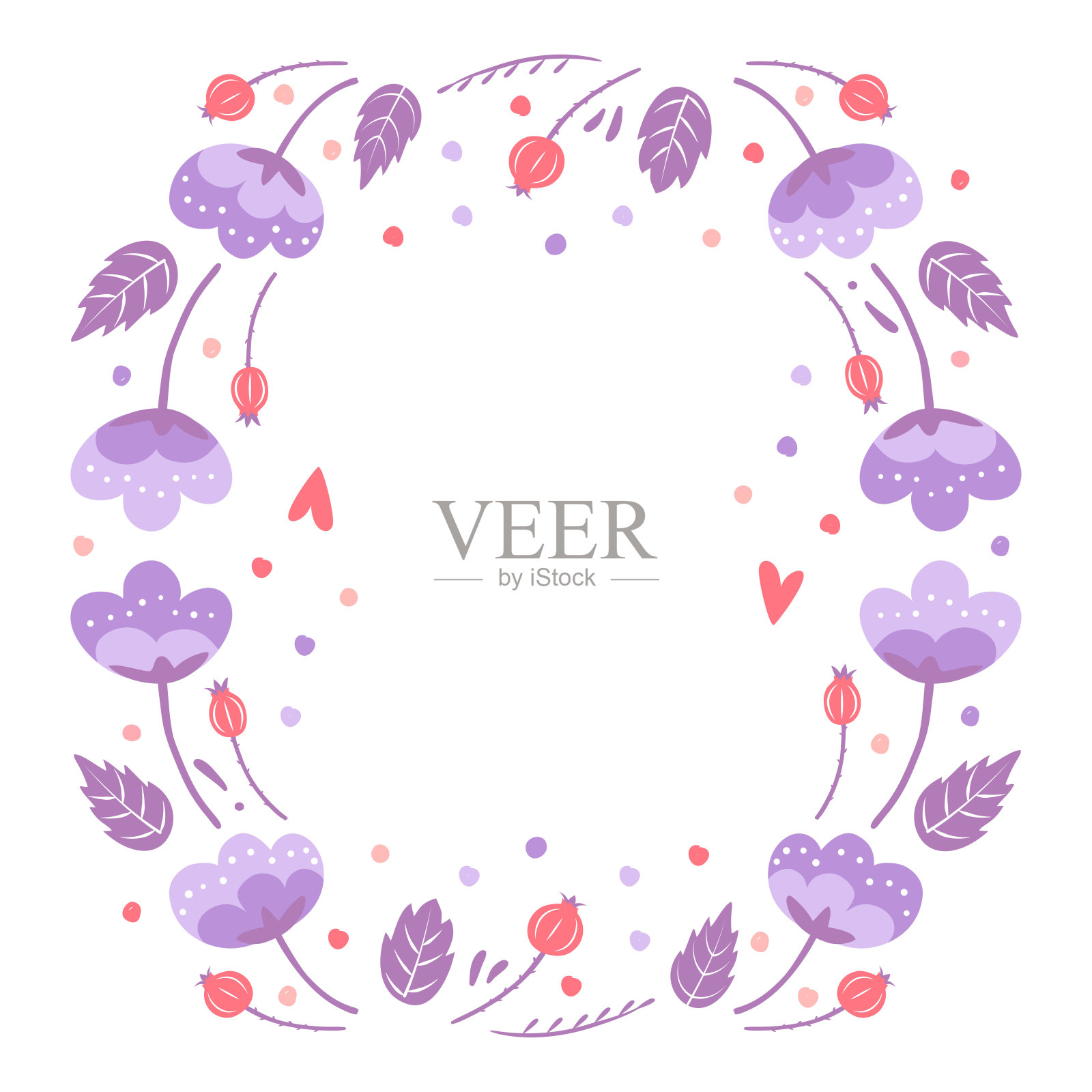 贺卡用的花框。来庆祝生日，情人节。浪漫的明信片。矢量插图孤立在白色背景插画图片素材