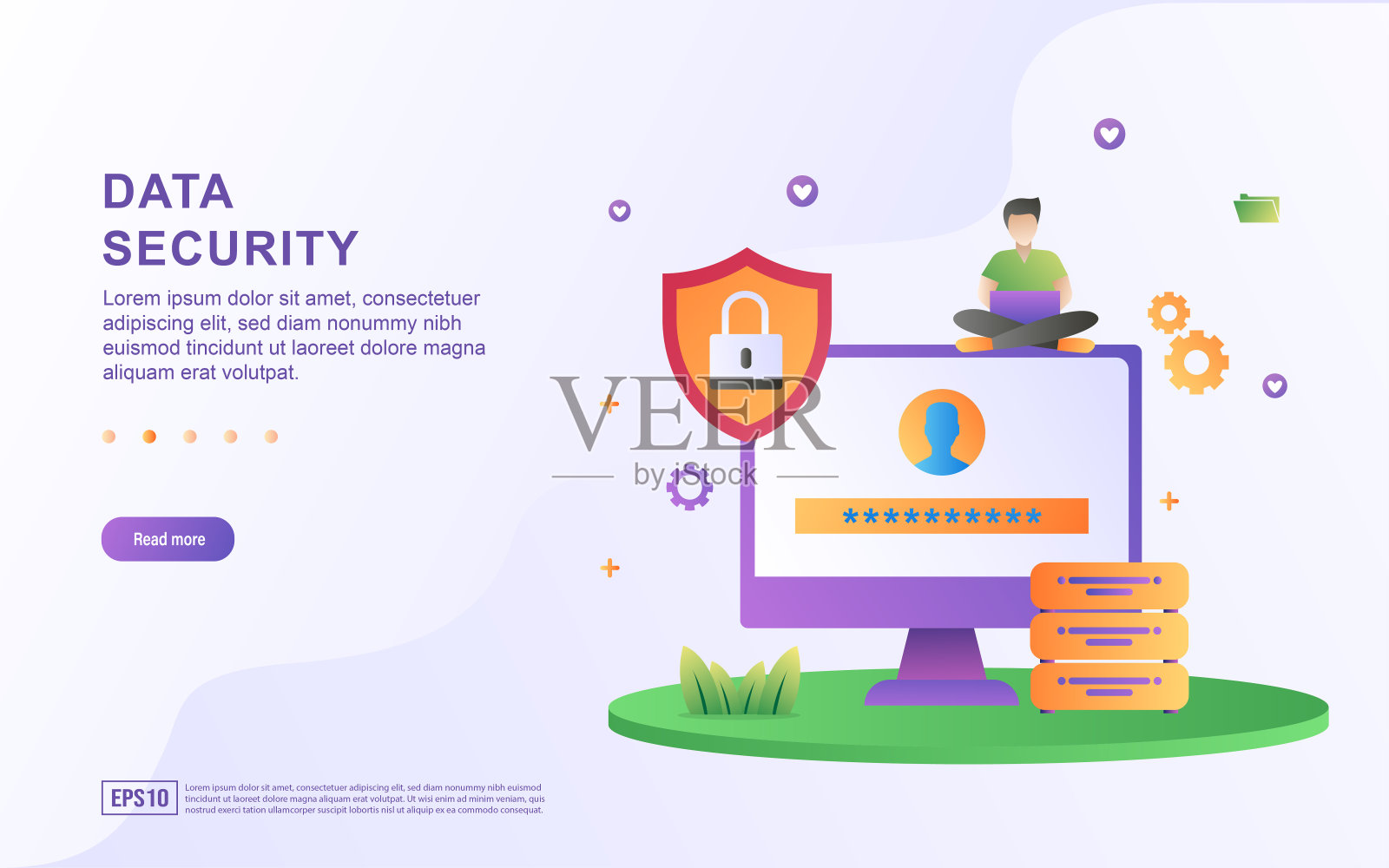 说明用密码保护数据安全的概念。插画图片素材