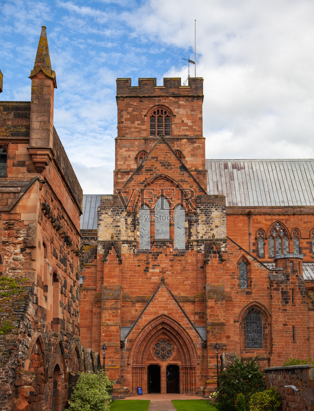 从英国卡莱尔30 08 2020的正门观看大教堂教堂照片摄影图片