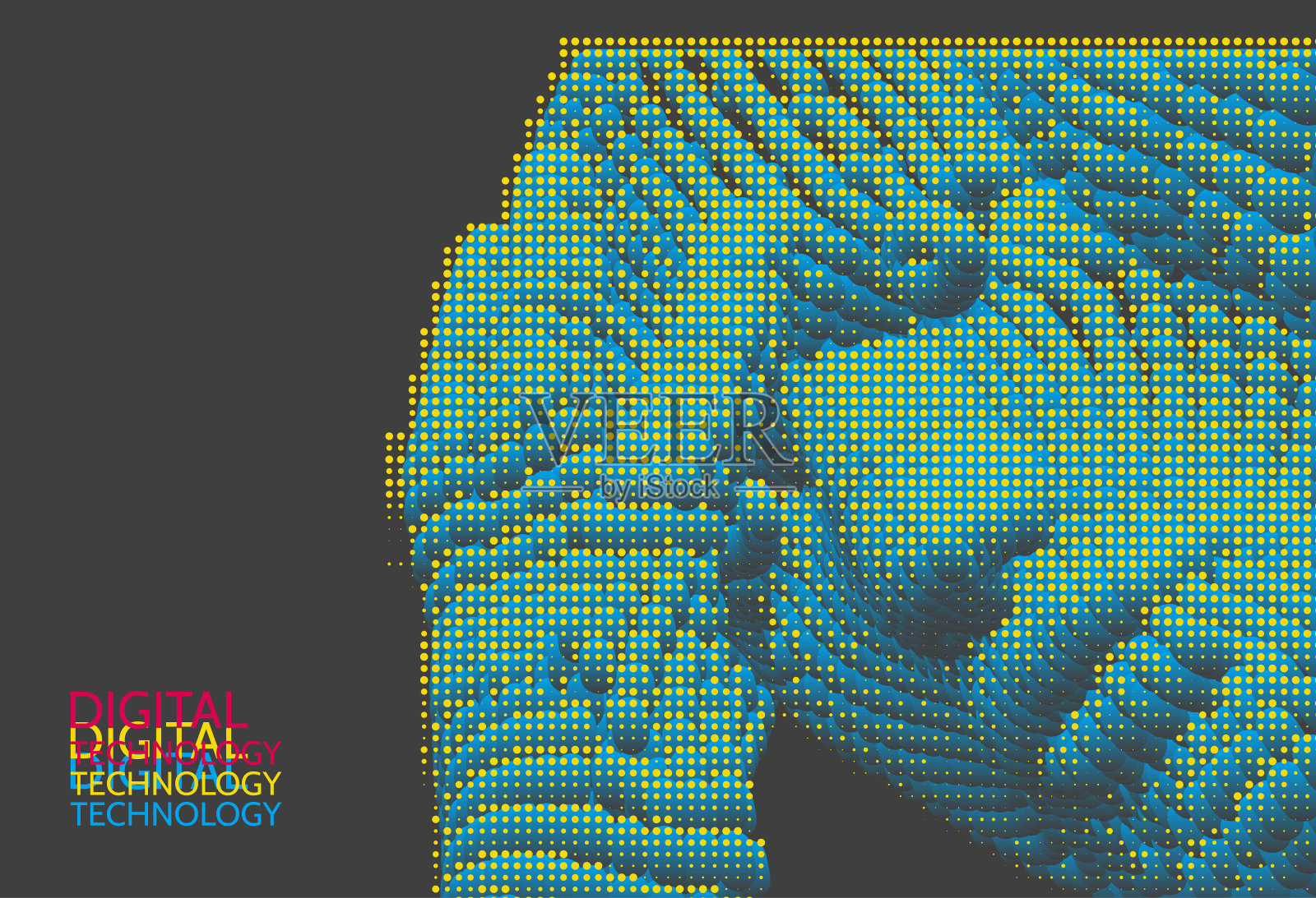 思考中的男人：人工智能概念数字技术背景矢量插画插画图片素材