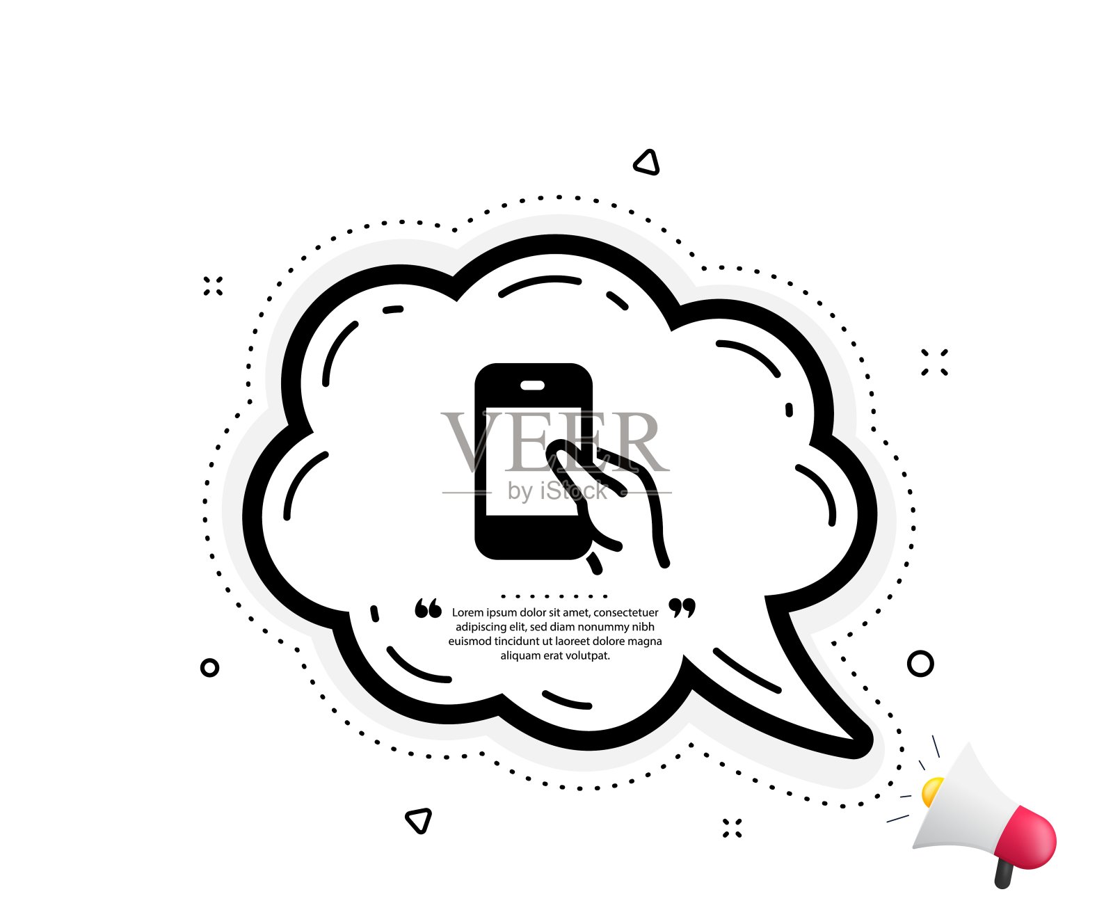 持有智能手机图标。手机或电话标志。向量插画图片素材