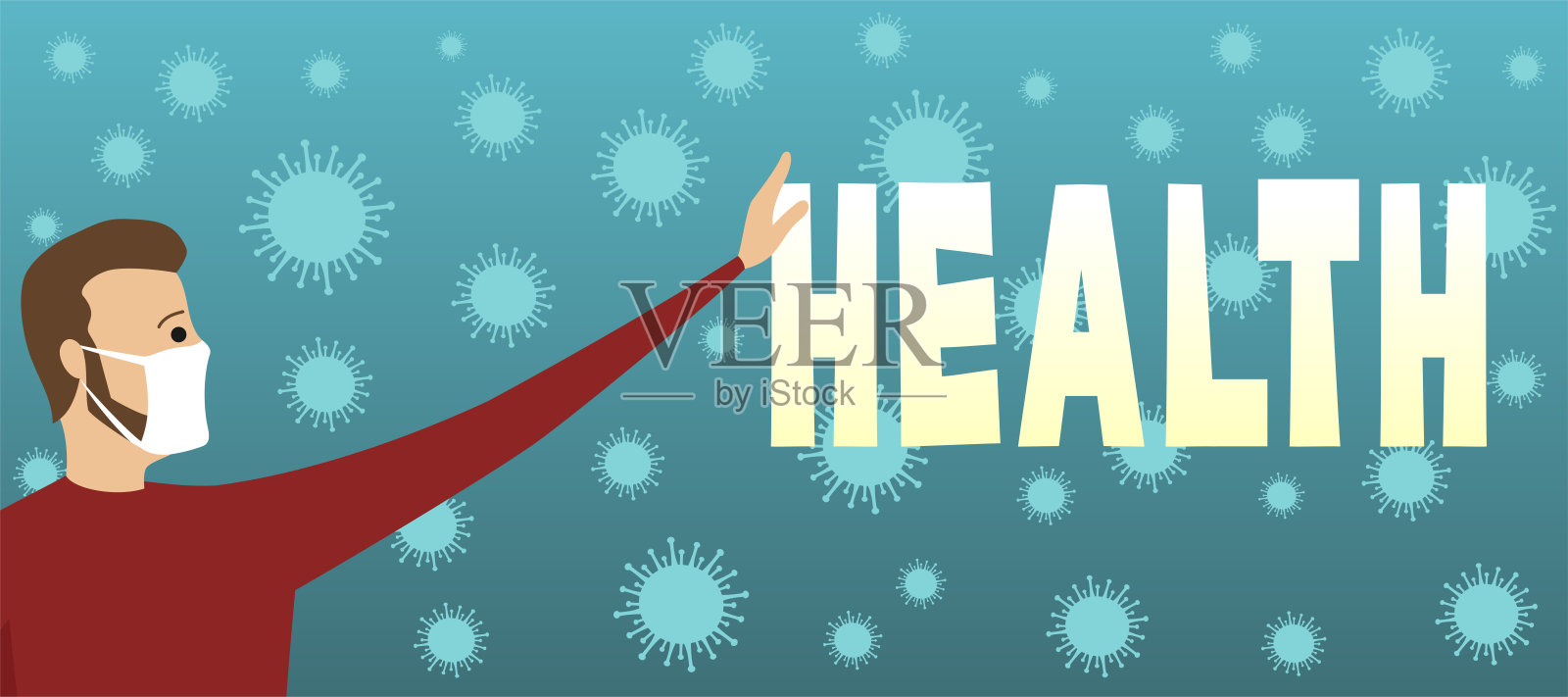 戴着防护面具的人。插画图片素材