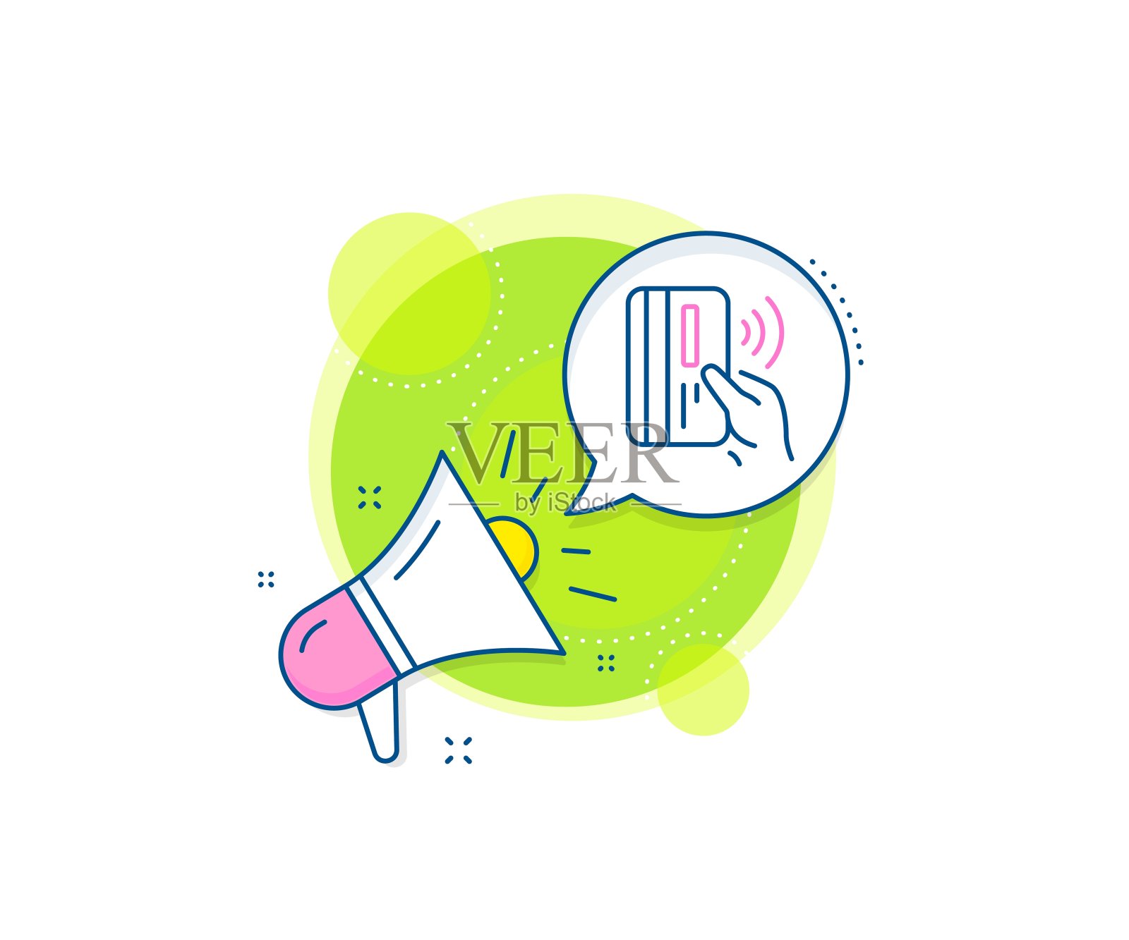 非接触式支付卡线路图标。钱的迹象。向量插画图片素材