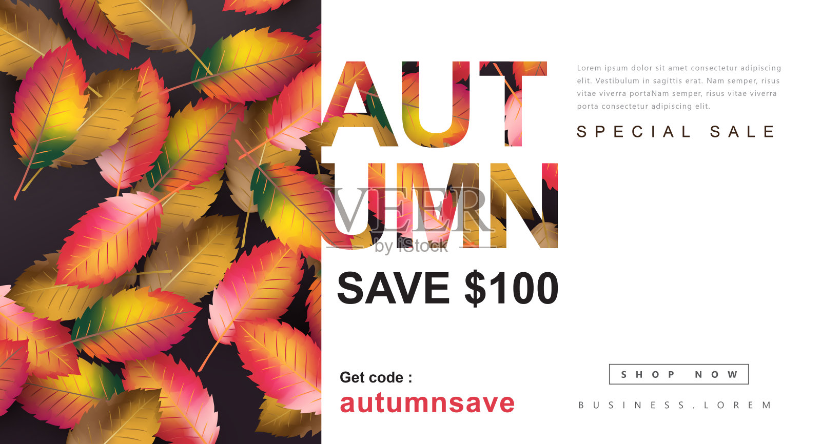 秋礼优惠券横幅背景设计模板素材