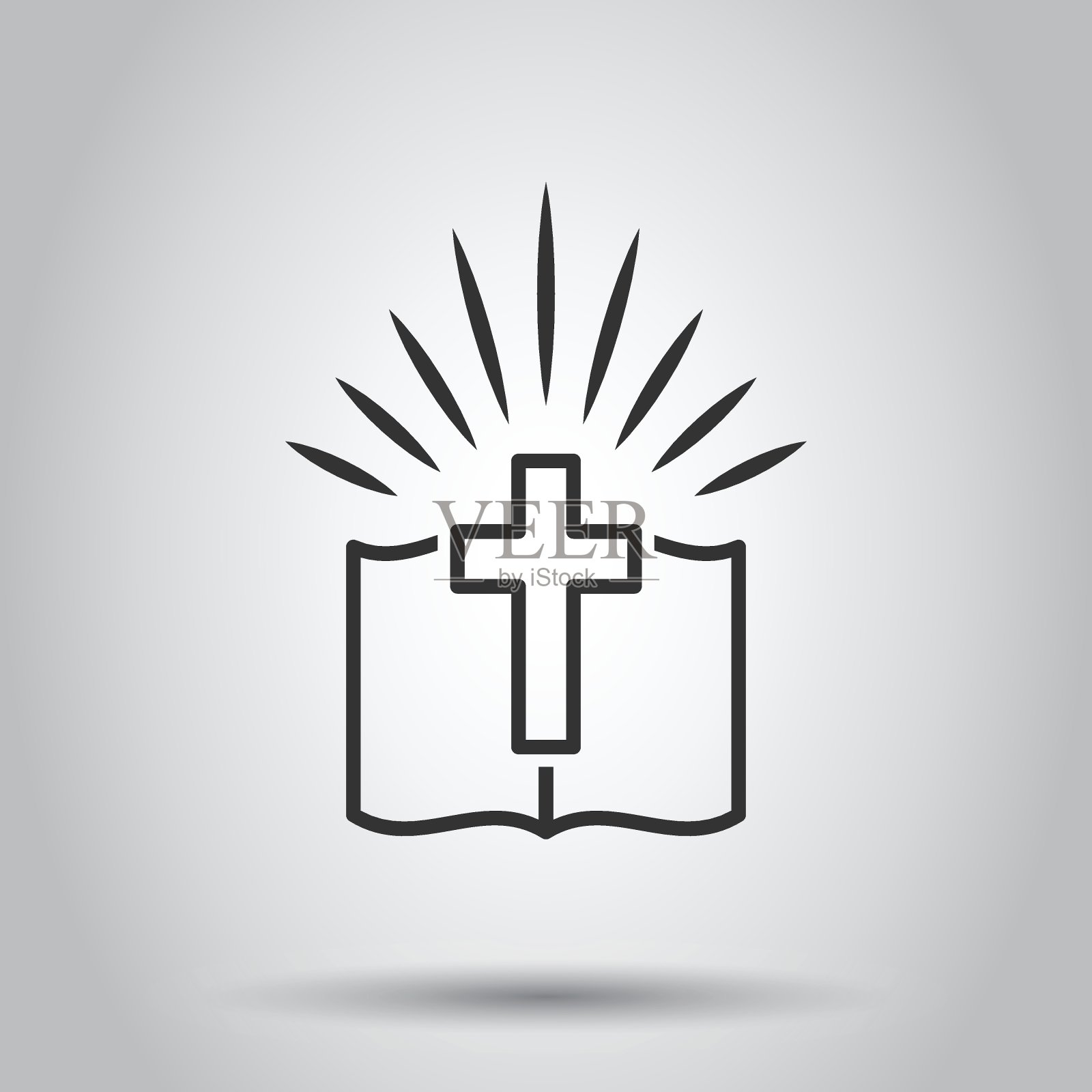 扁平风格的圣经书图标。教堂信仰矢量插图在白色孤立的背景。灵性经营理念。插画图片素材