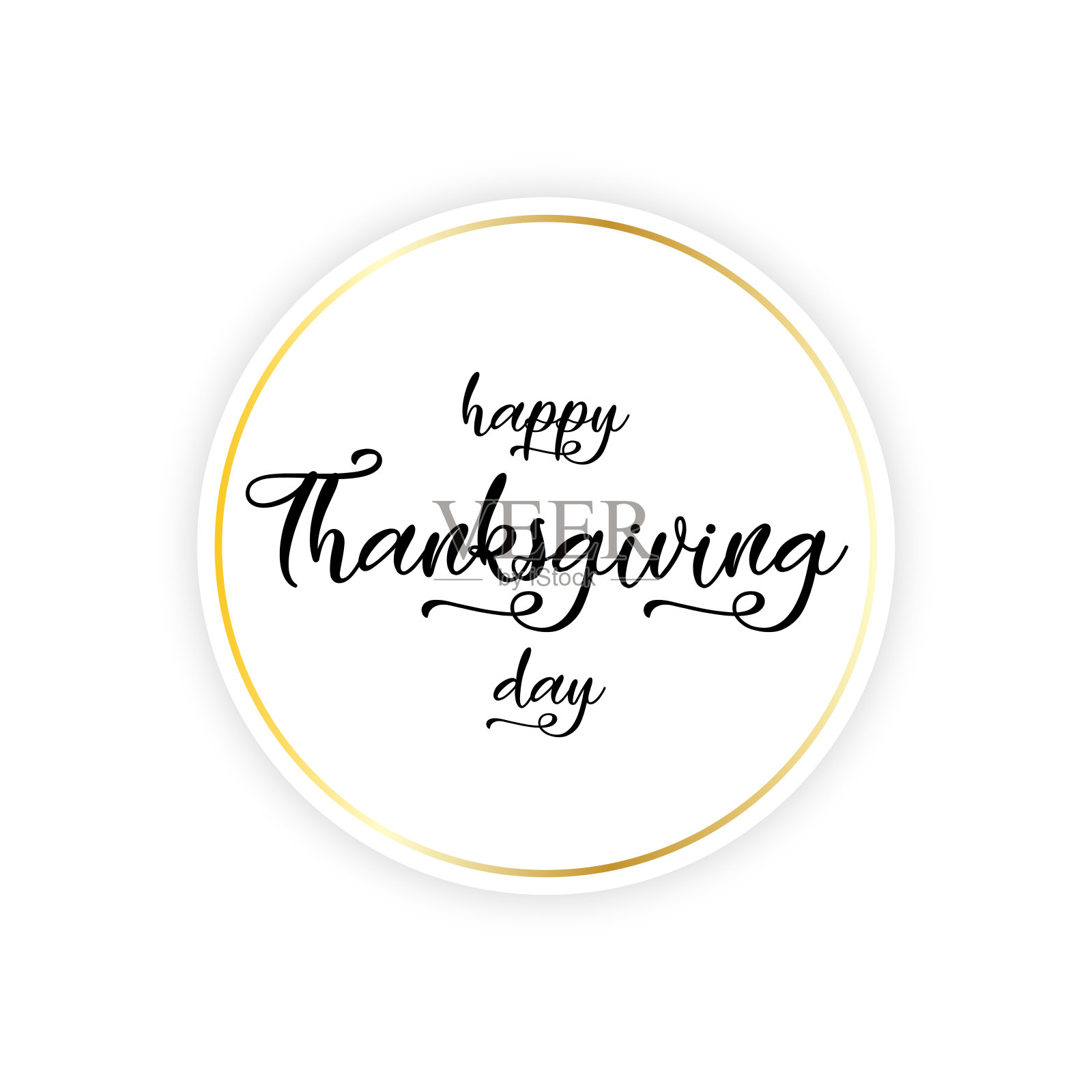 在圆横幅上写着感恩节快乐。矢量插图。插画图片素材