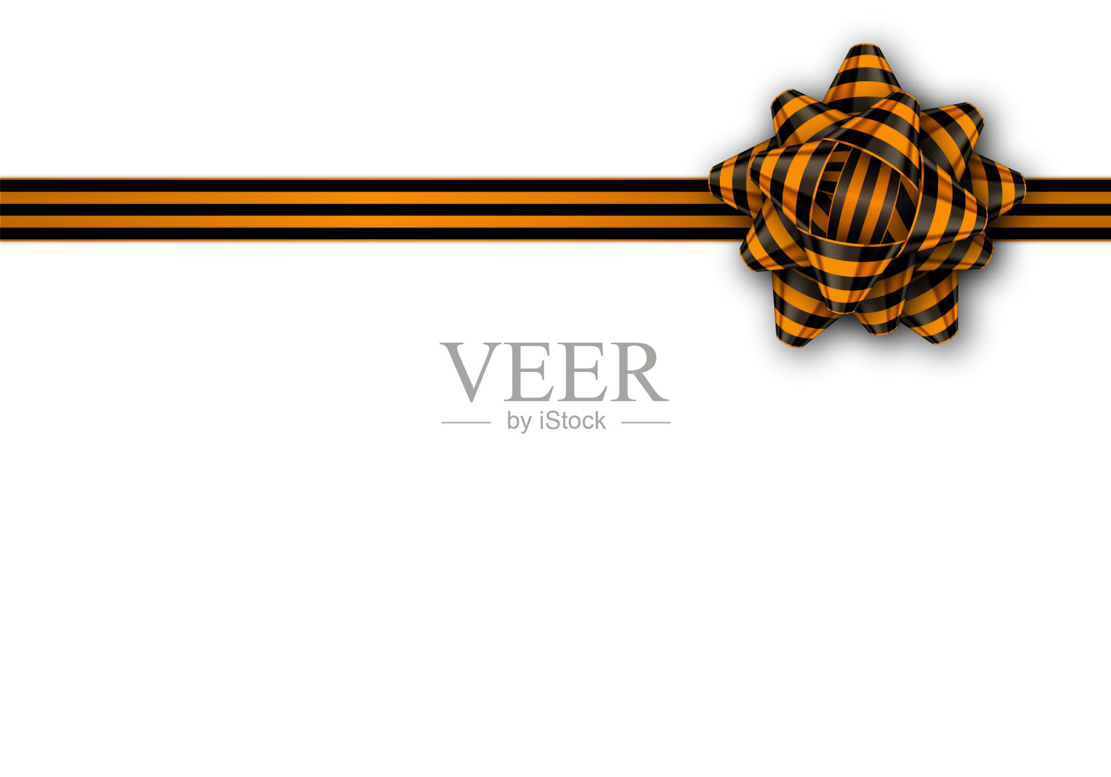 礼品卡与一个黑色和橙色系蝴蝶结和复制空间。5月9日胜利日模板设计。图形元素与圣乔治的丝带。矢量图插画图片素材