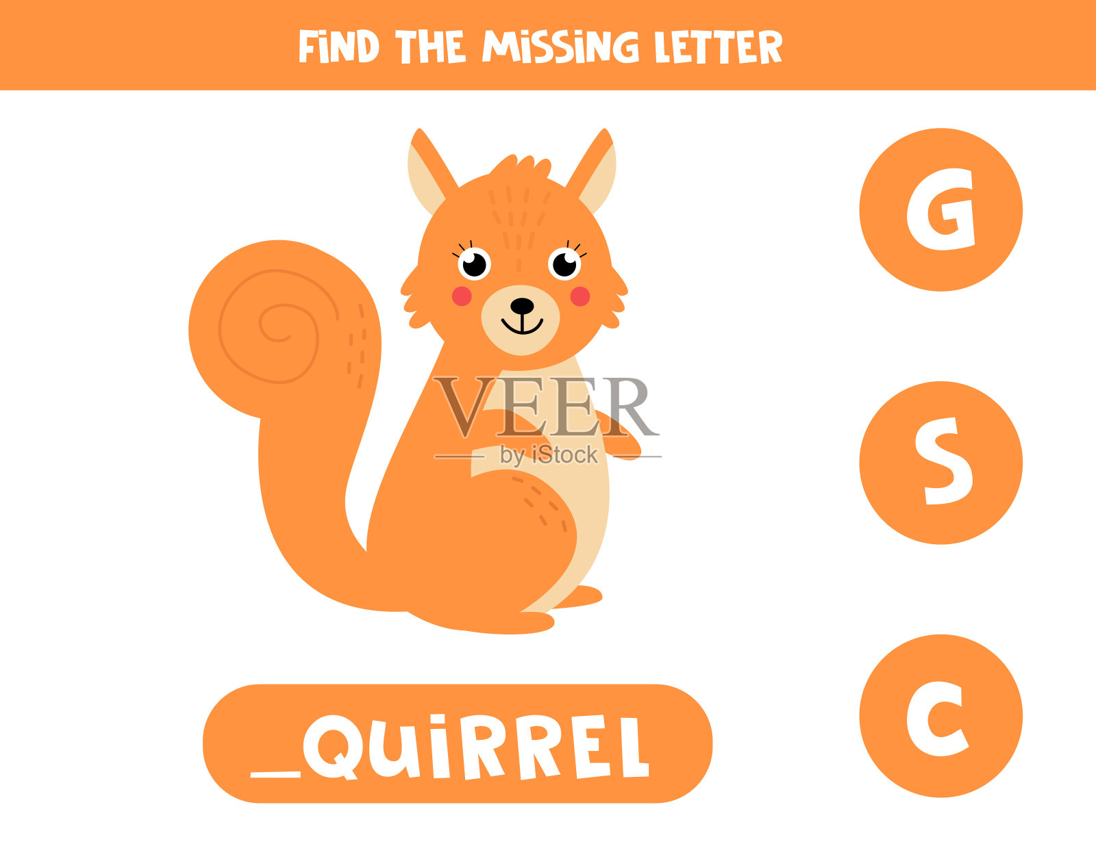 找到丢失的信，把它写下来。可爱的卡通松鼠。插画图片素材