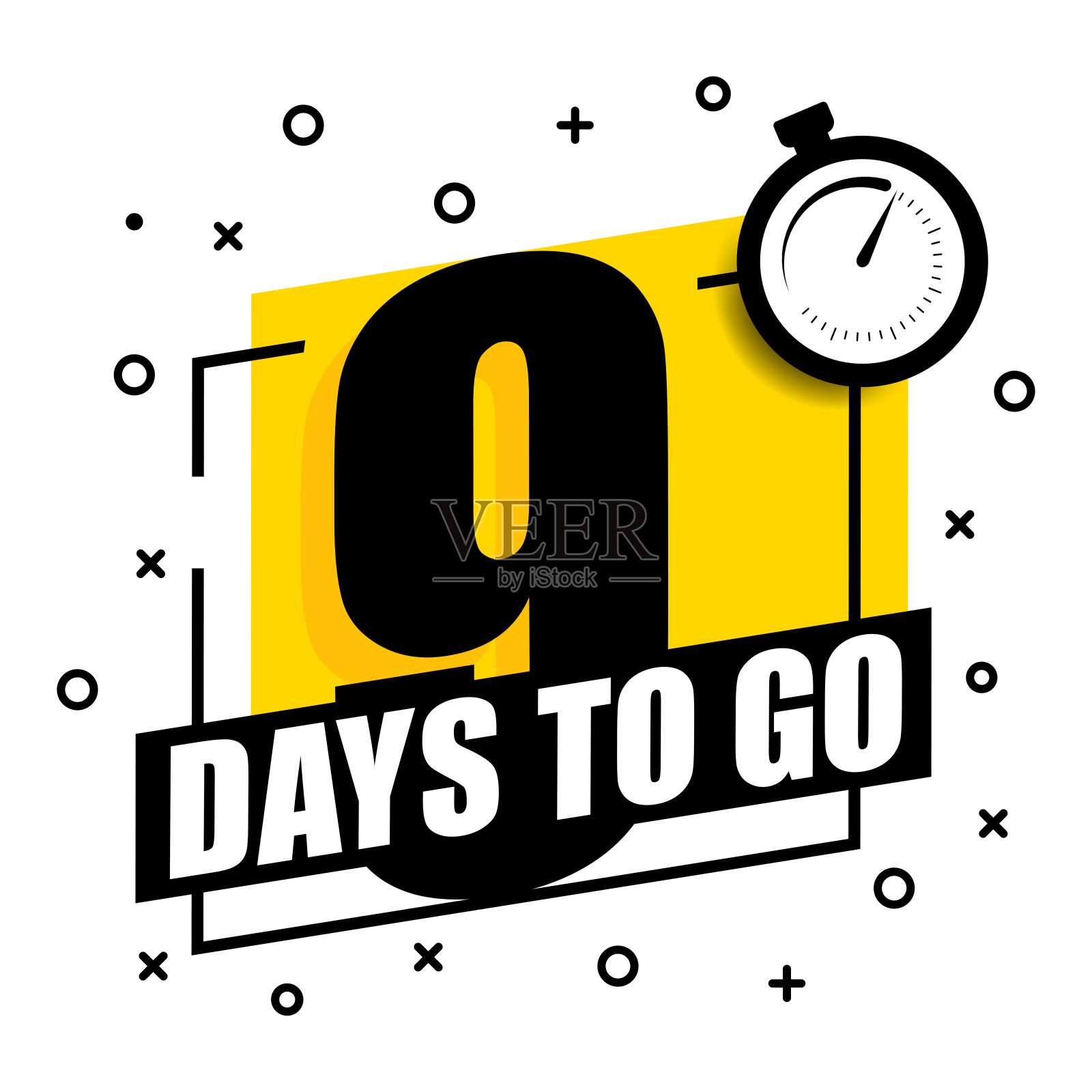 还有九天。没多少日子可以去当警徽了。矢量插图。插画图片素材