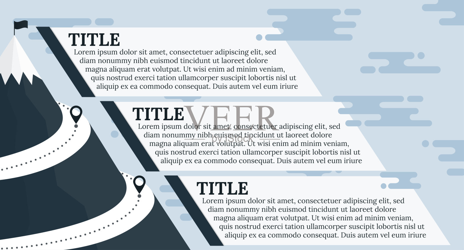 山信息图路线到顶峰插画图片素材