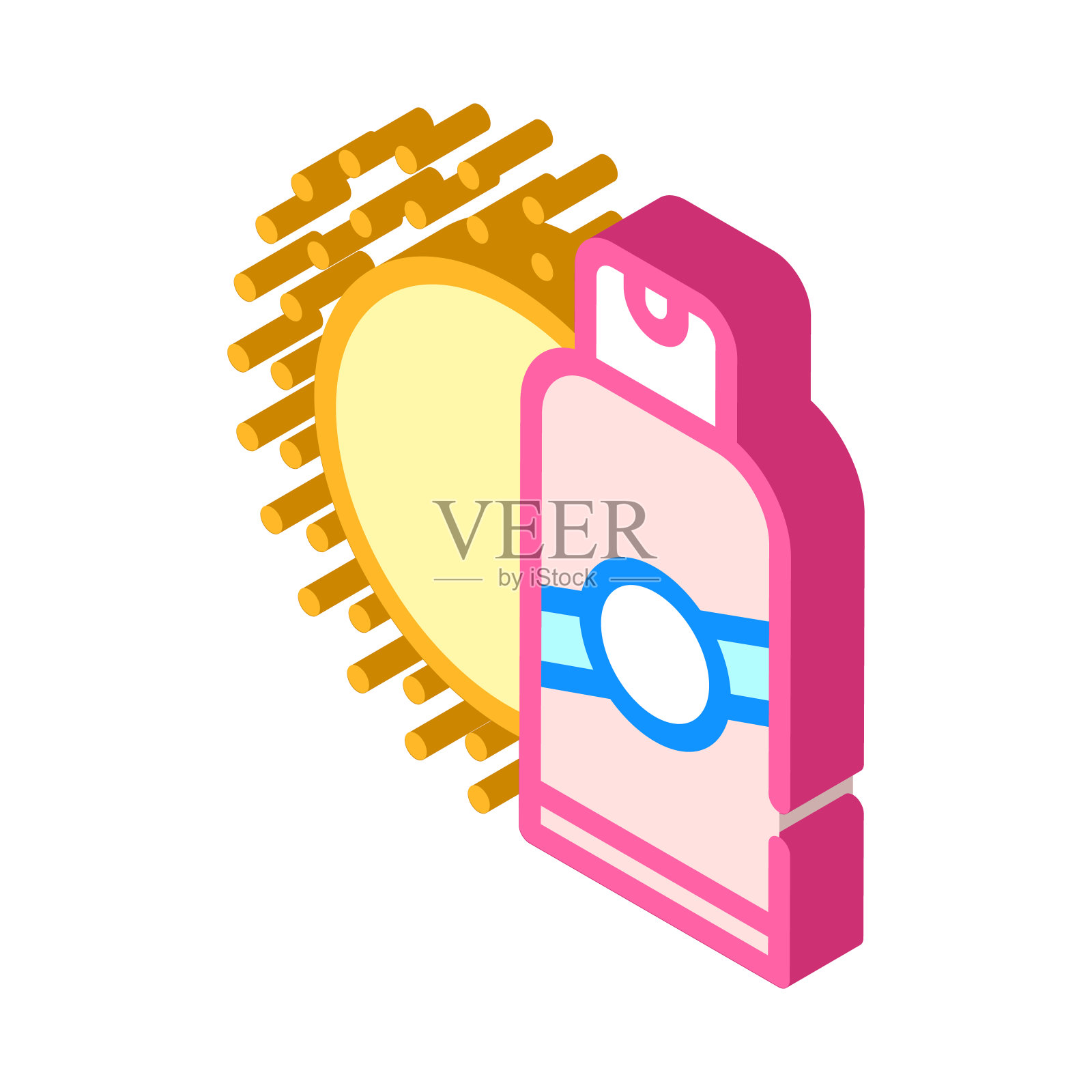 太阳保护皮肤瓶等距图标矢量插图插画图片素材