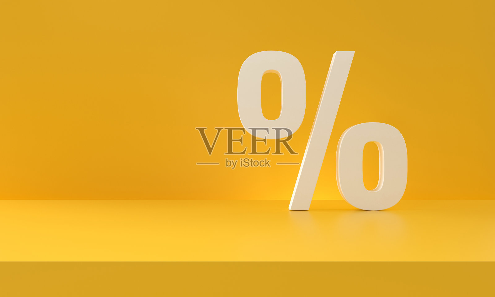 百分比折扣符号黄色背景。销售的概念。3 d渲染。照片摄影图片