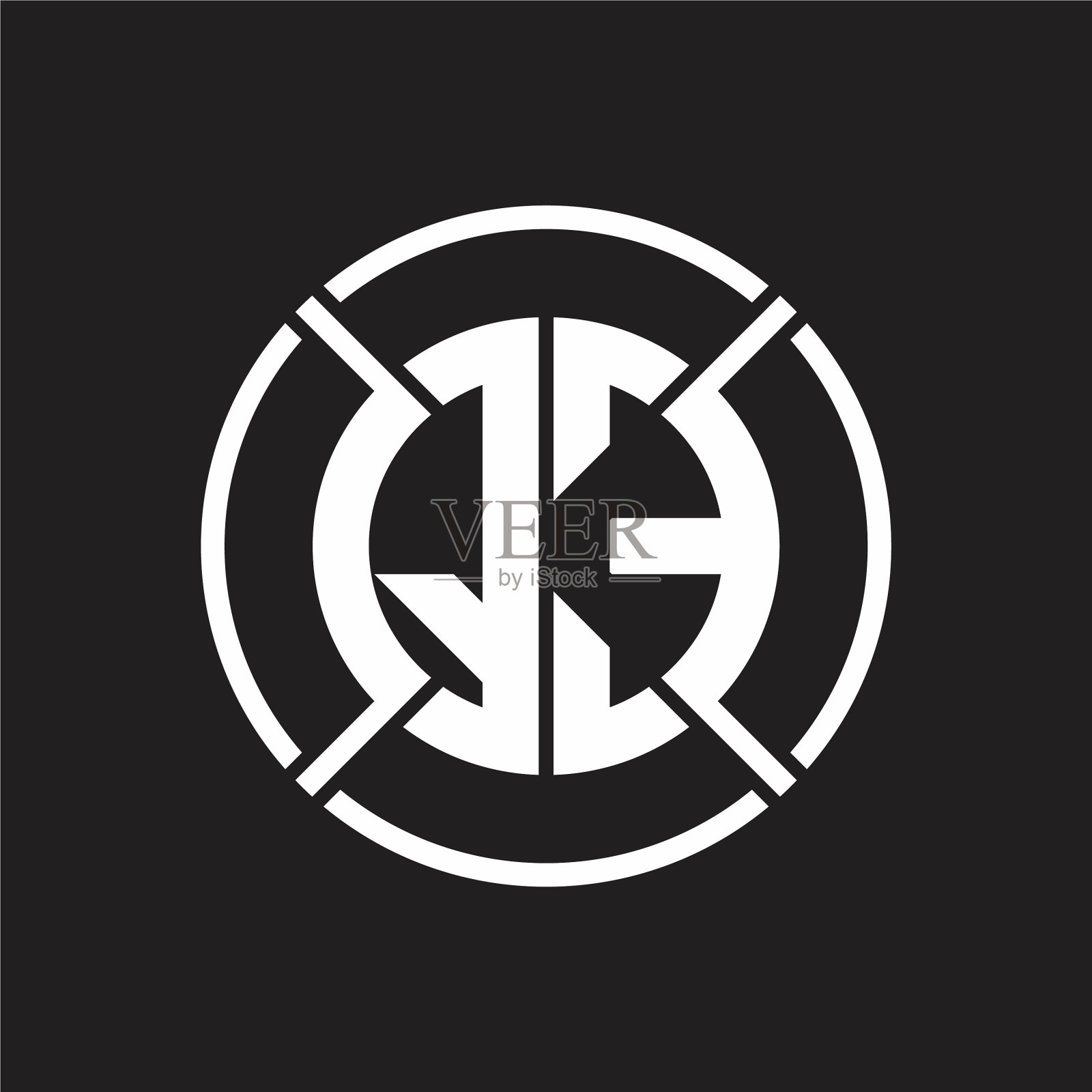 Qe标志由四部分圆斜线交织而成插画图片素材