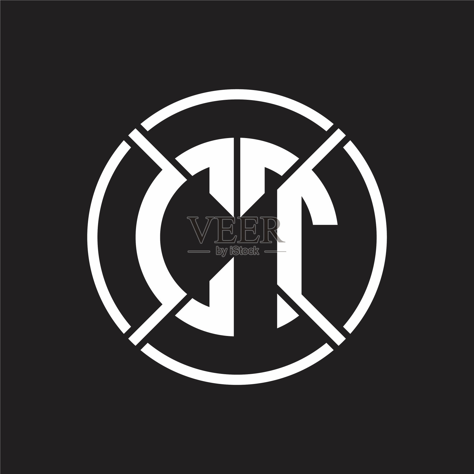 Ct标志由四部分圆斜线组合而成插画图片素材