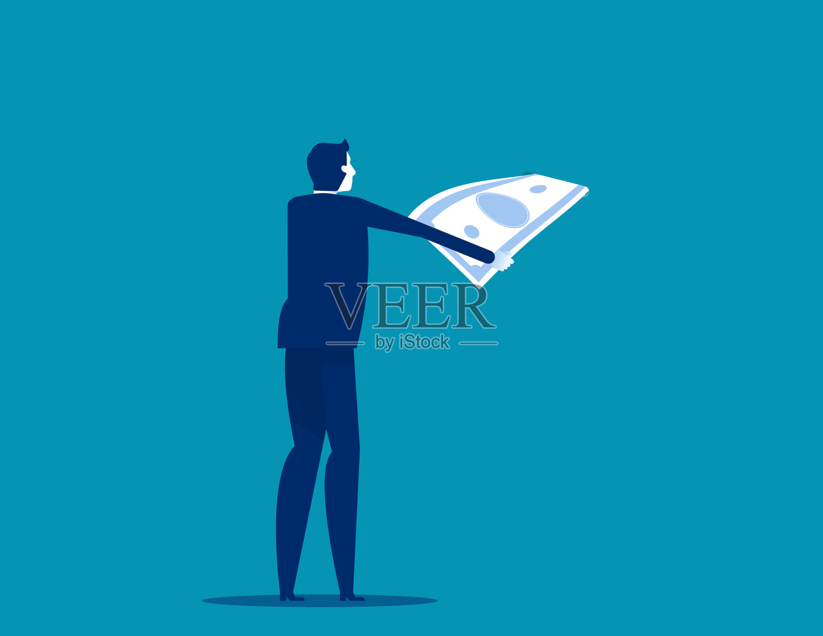 商人拿钱做生意理财插画图片素材